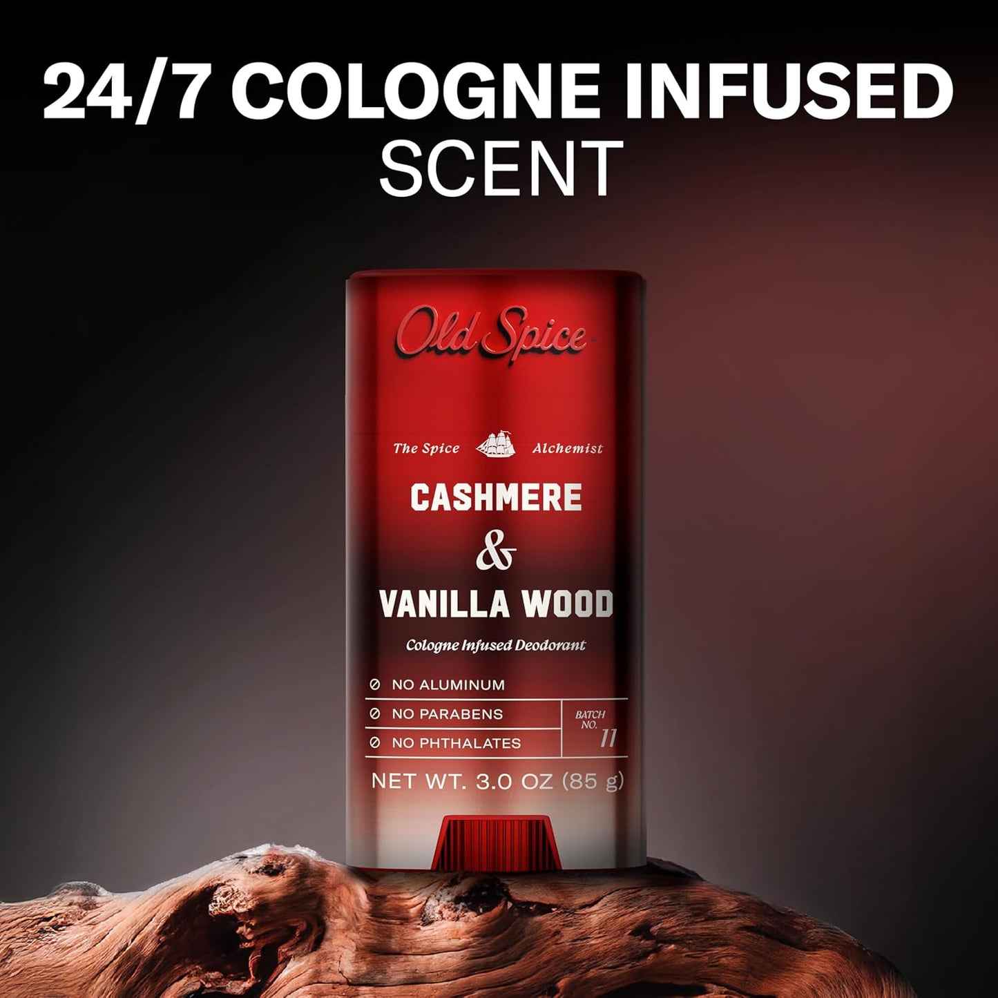 HotOld Spice Aluminum Free Deodorant for Men, The Spice Alchemist Collection, 24/7 Cologne Infused Scent, No Trade Off Formula, Free of Parabens & Phthalates, Cashmere + Vanilla Wood Scent, 3.0 oz