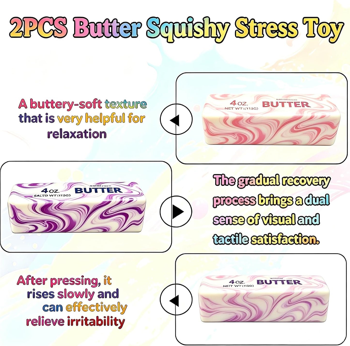 Hot Butter Squishy, Squishy Butter, Squeeze Toys, Realistic Butter Stick Soft Squeeze Toys (Butter-2PCS)