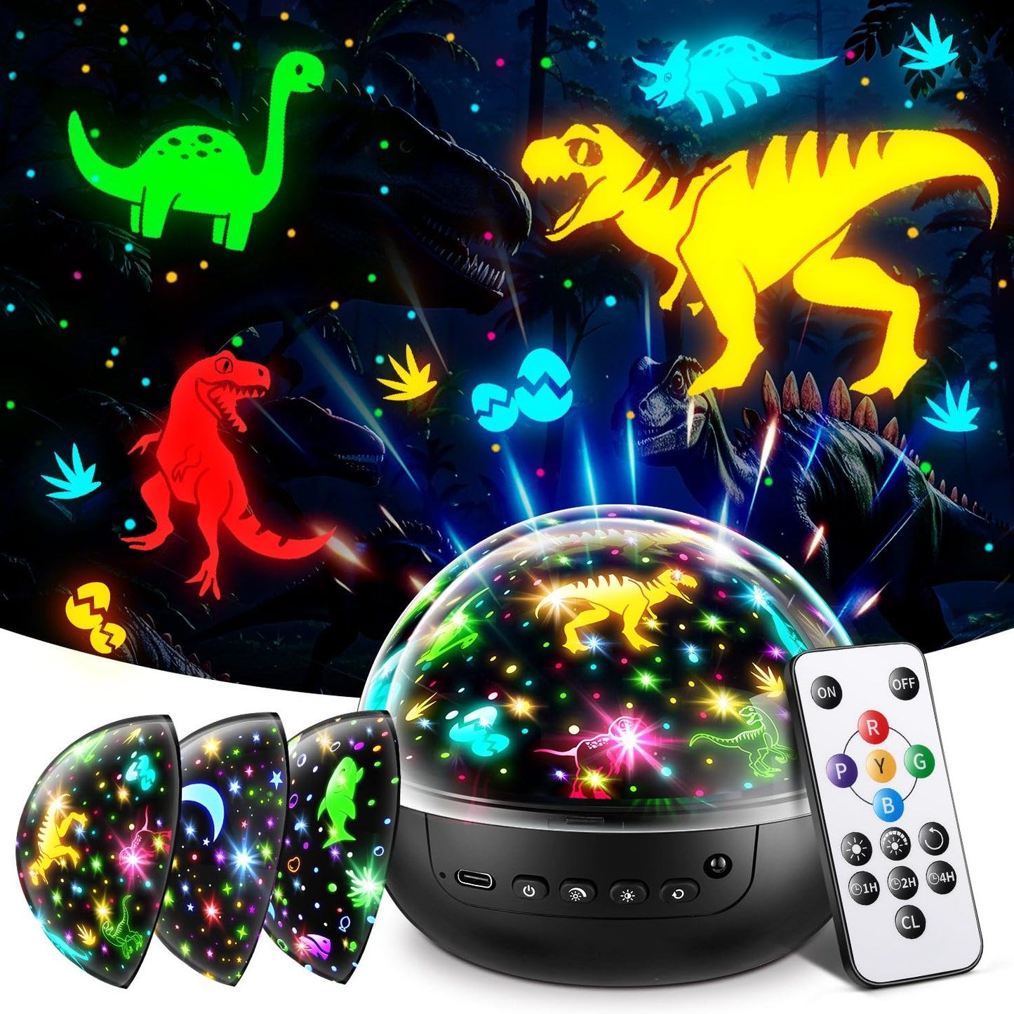 Hot Staryou Dinosaur Toys for Kids 3-5, 【Remote+3 Films+93 Effects】 Dinosaur Toys for Kids 2-4, 【3 Timer+5 Brightness】 2 Year Old Boy Gift, Rotate 2 Year Old boy Birthday Gift, Boys Toys