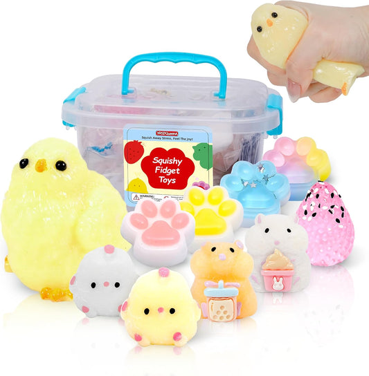 Hot10 Pack Taba Squishy Toys kit with Toy Box-Squeeze Toys Kawaii taba Squishies Stress Relief Toys Party Favors for Kids 4-8 8-12, Squishy Fidget Toys for Kids , Birthday Gifts Toys for Girls 8-10