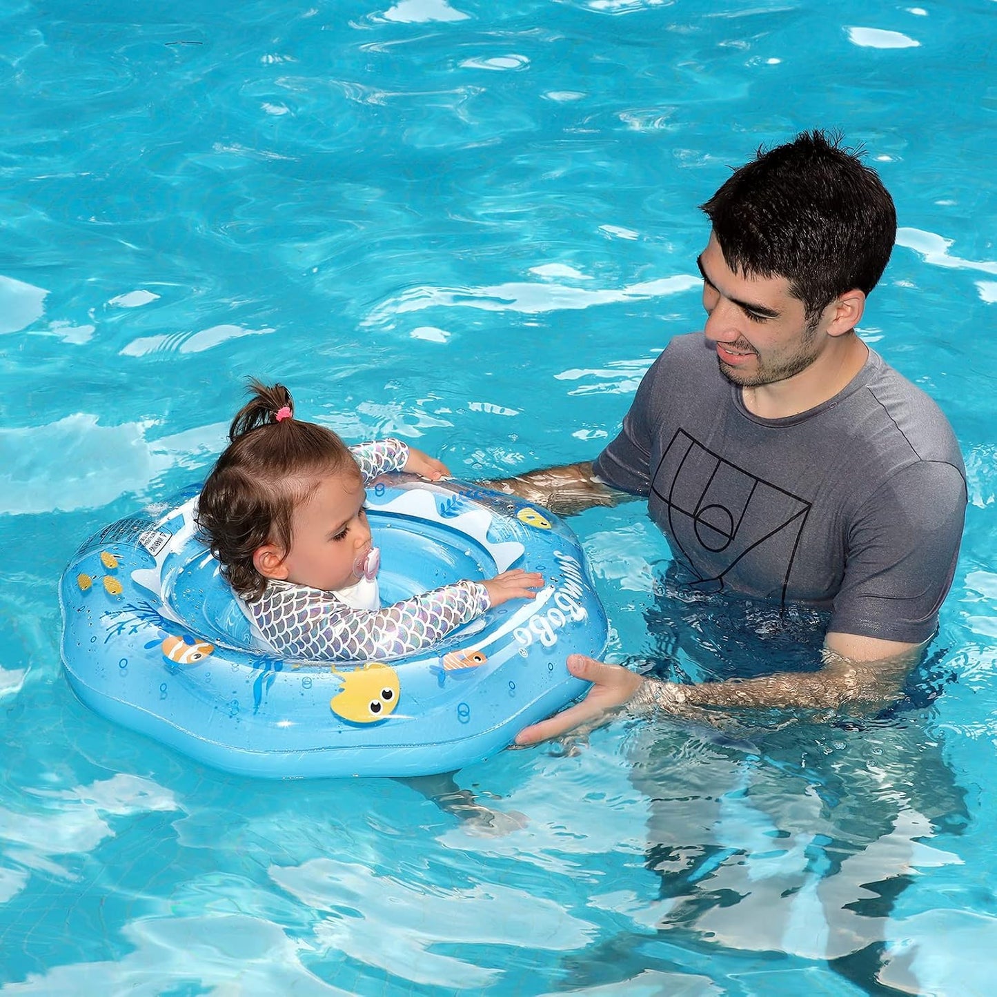 HotInflatable Baby Swimming Float with Safety Seat Fun Swimming Pool Toys for Age 6-36 Months Toddler