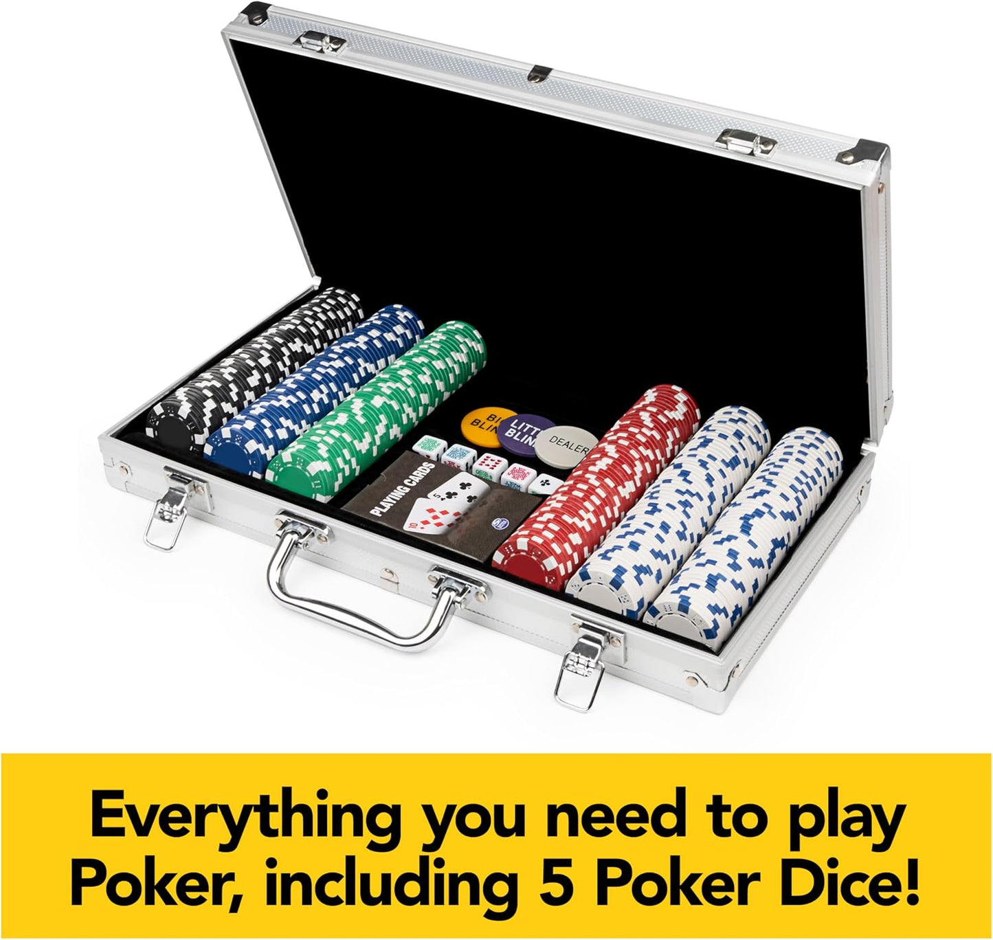 HotSpin Master Games, Cardinal Classics, 300-Piece Poker Set with Aluminum Carrying Case & Professional Weight Chips & Poker Dice, for Ages 8+