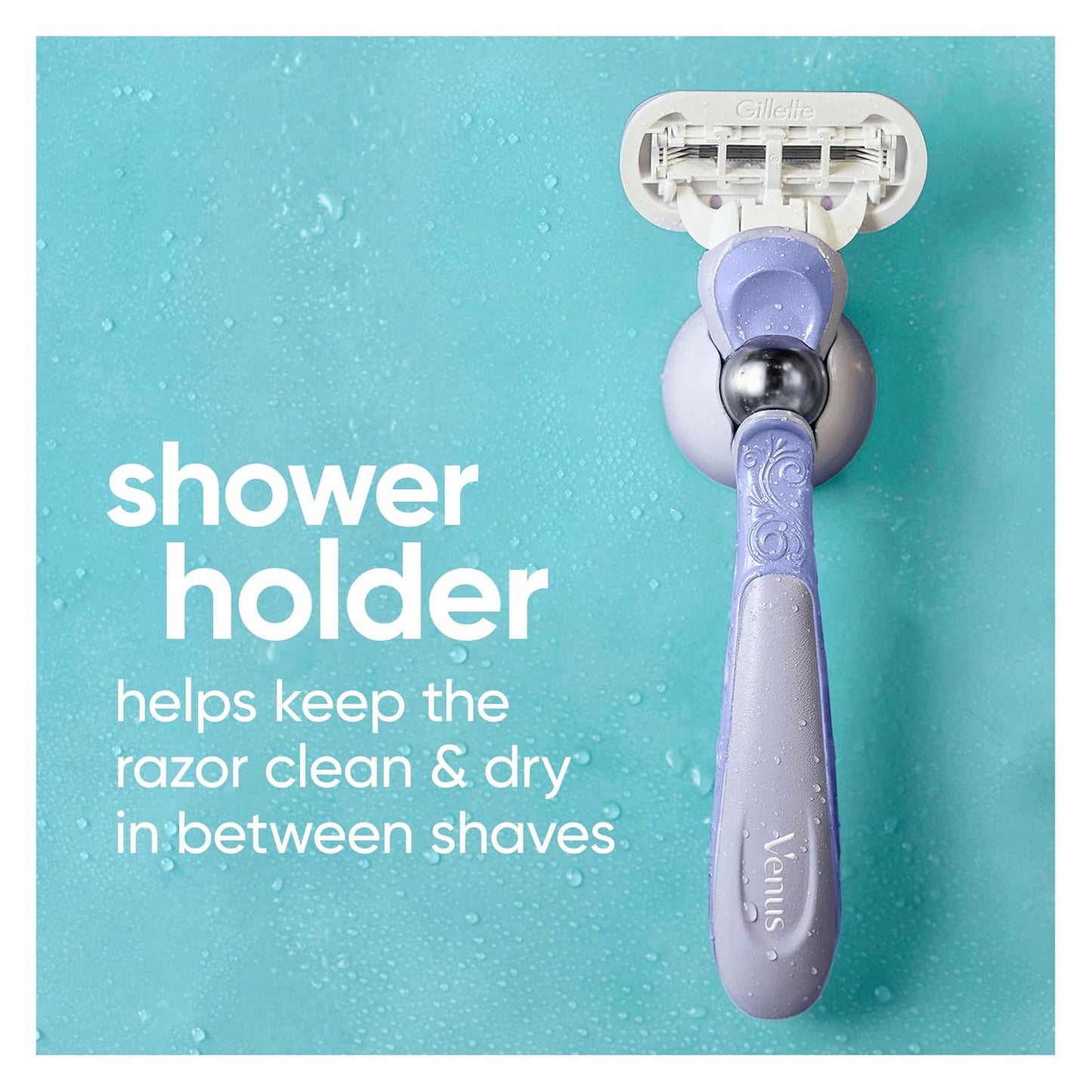 HotGillette Venus Razor for Women, Extra Smooth Contour, Includes 1 Reusable Razor Handle + 4 Count 5-Bladed Razor Refills, with Flexiball Pivoting Handle and Shower Holder