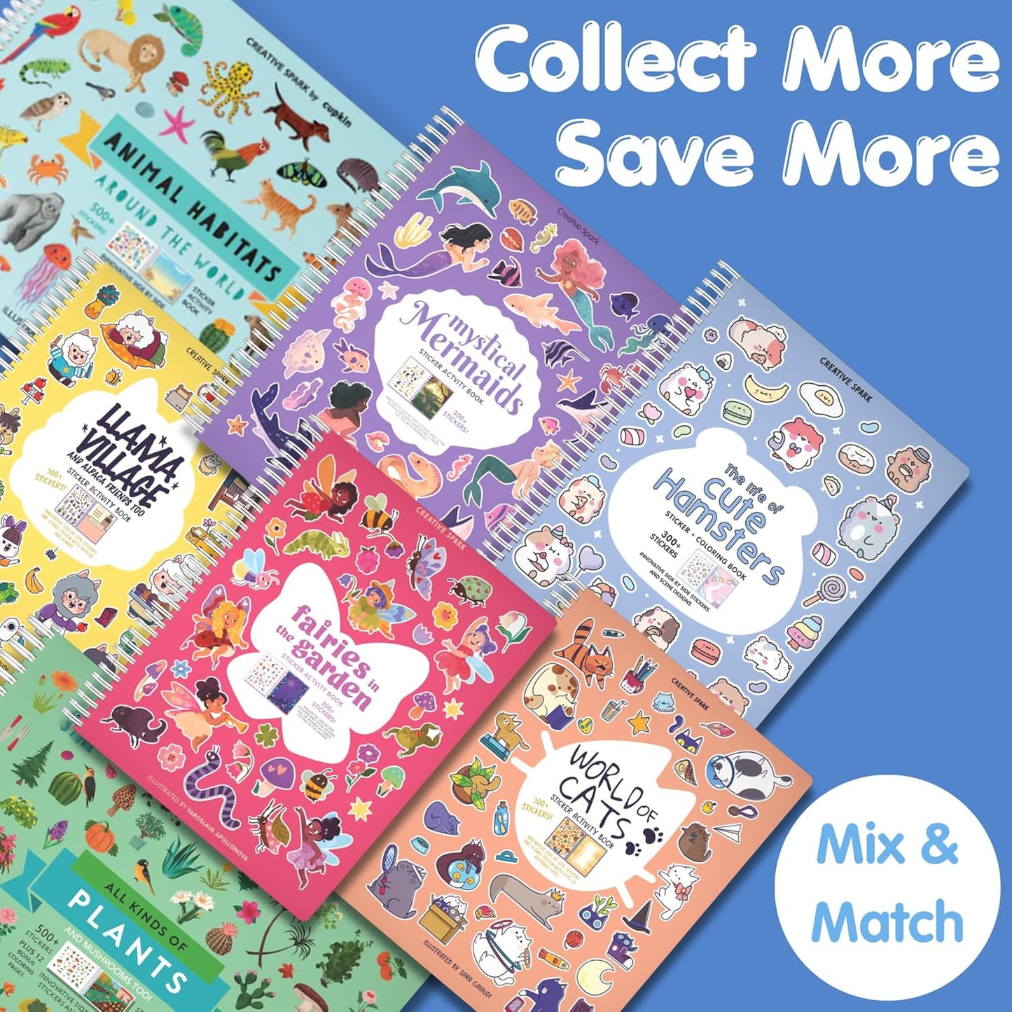 HotAnimals Habitat 500+ Kids Sticker Book by Cupkin Toddler Airplane Travel Activity Coloring and Sticker Book, Road Trip Essentials, 12 Coloring Pages + 12 Scenes for Ages 2–8 Years