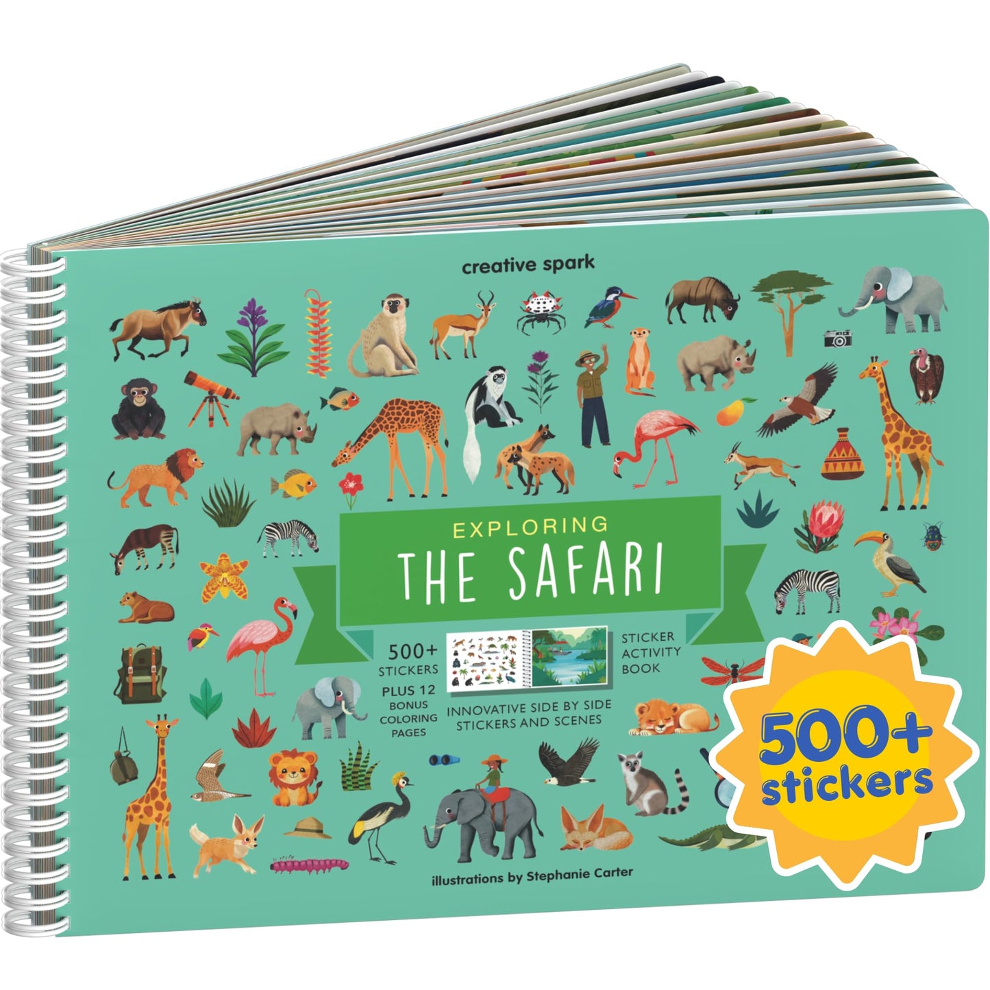 HotAnimals Habitat 500+ Kids Sticker Book by Cupkin Toddler Airplane Travel Activity Coloring and Sticker Book, Road Trip Essentials, 12 Coloring Pages + 12 Scenes for Ages 2–8 Years