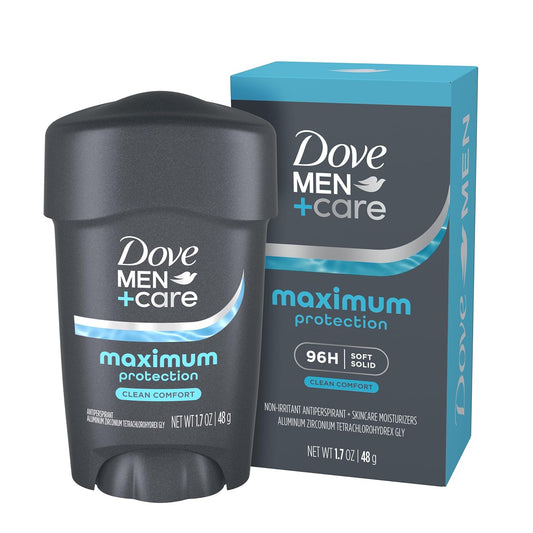 HotDOVE MEN + CARE Clinical Protection Antiperspirant Clean Comfort Stick for Men 96-Hour Sweat and Odor Protection Clinical Strength Antiperspirant with 1/4 Moisturizing Cream 1.7 oz