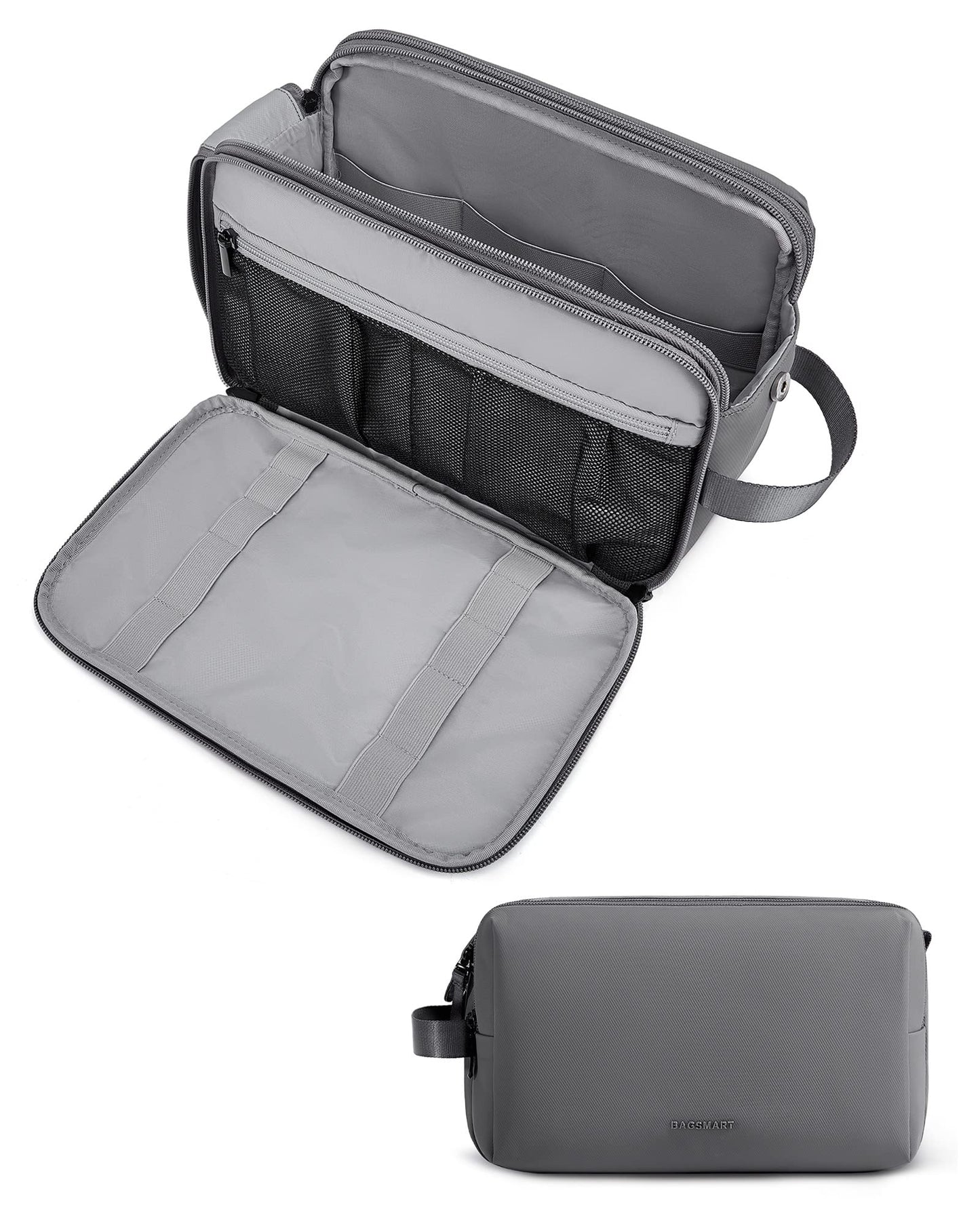 HotBAGSMART Toiletry Bag for Men, Travel Toiletry Organizer Dopp Kit Water-resistant Shaving Bag for Toiletries Accessories, Door Room Essentials, Black-medium