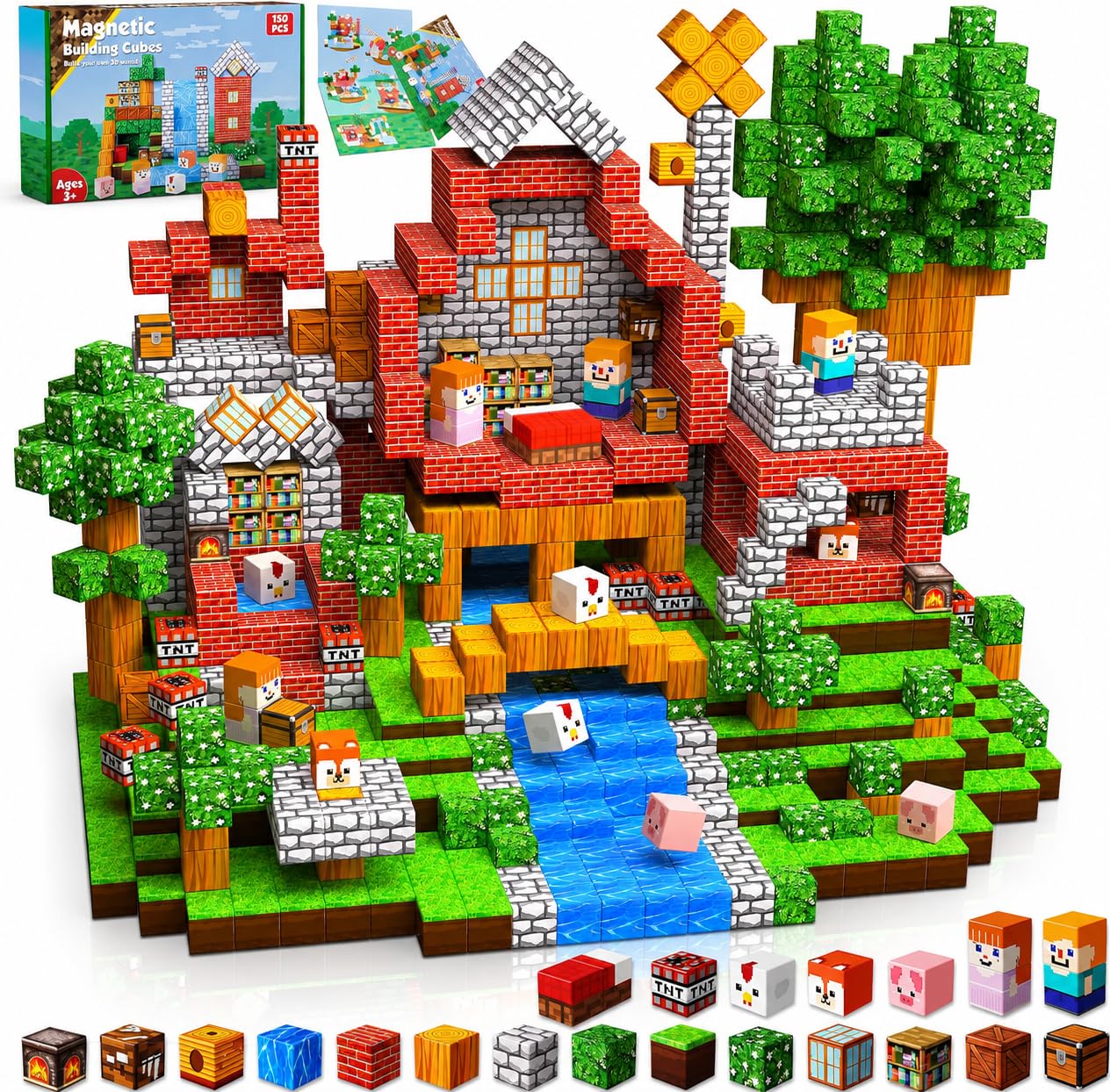Hot Goody King Magnetic Blocks |100PCS Magnetic Building Cube Game, Constructions Toys for Boys & Girls Age 3-4, 5 6 7 8 9 10, STEM Montessori Stacking Toy, Sensory Tiles Building Birthday for Toddlers