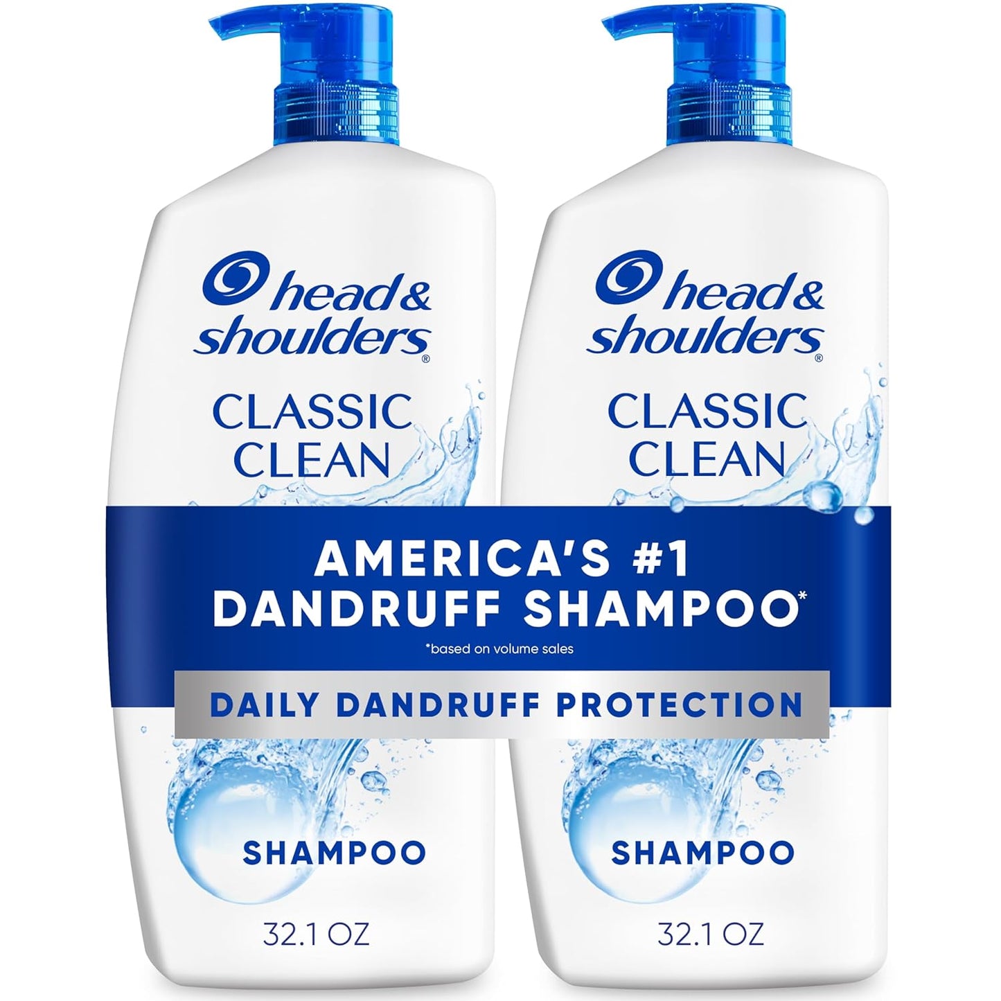 HotHead & Shoulders Classic Clean Anti-Dandruff Shampoo Twin Pack, 32.1 fl oz Each, 72-Hour Dandruff Protection, Safe for Everyday Use on All Hair Types