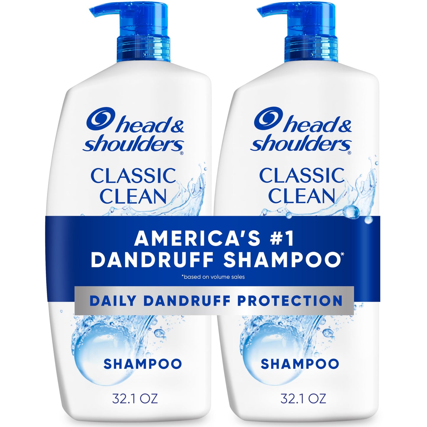 HotHead & Shoulders Classic Clean Anti-Dandruff Shampoo Twin Pack, 32.1 fl oz Each, 72-Hour Dandruff Protection, Safe for Everyday Use on All Hair Types
