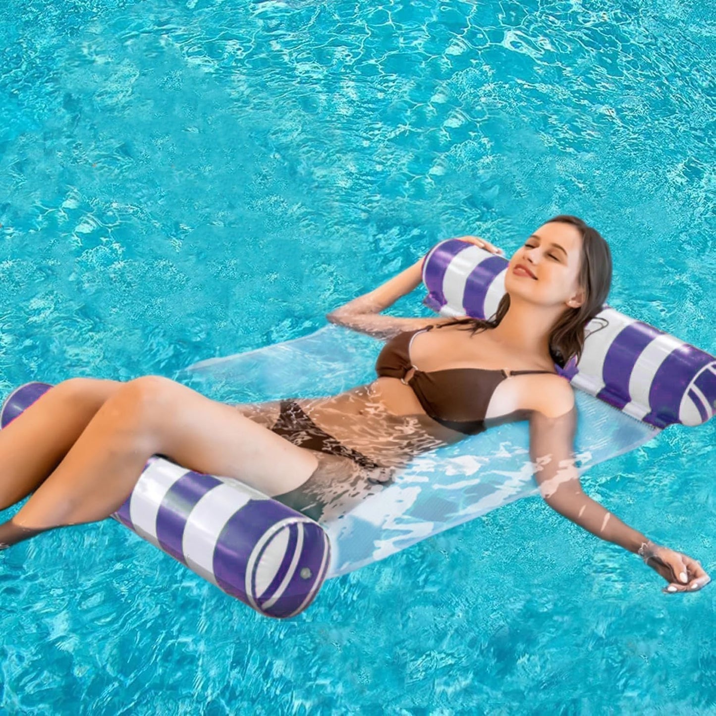 Hot2-Pack Swimming Pool Float Hammock, Multi-Purpose Inflatable Hammock Pool Hammock (Saddle, Lounge Chair, Hammock, Drifter), Water Hammock Lounge