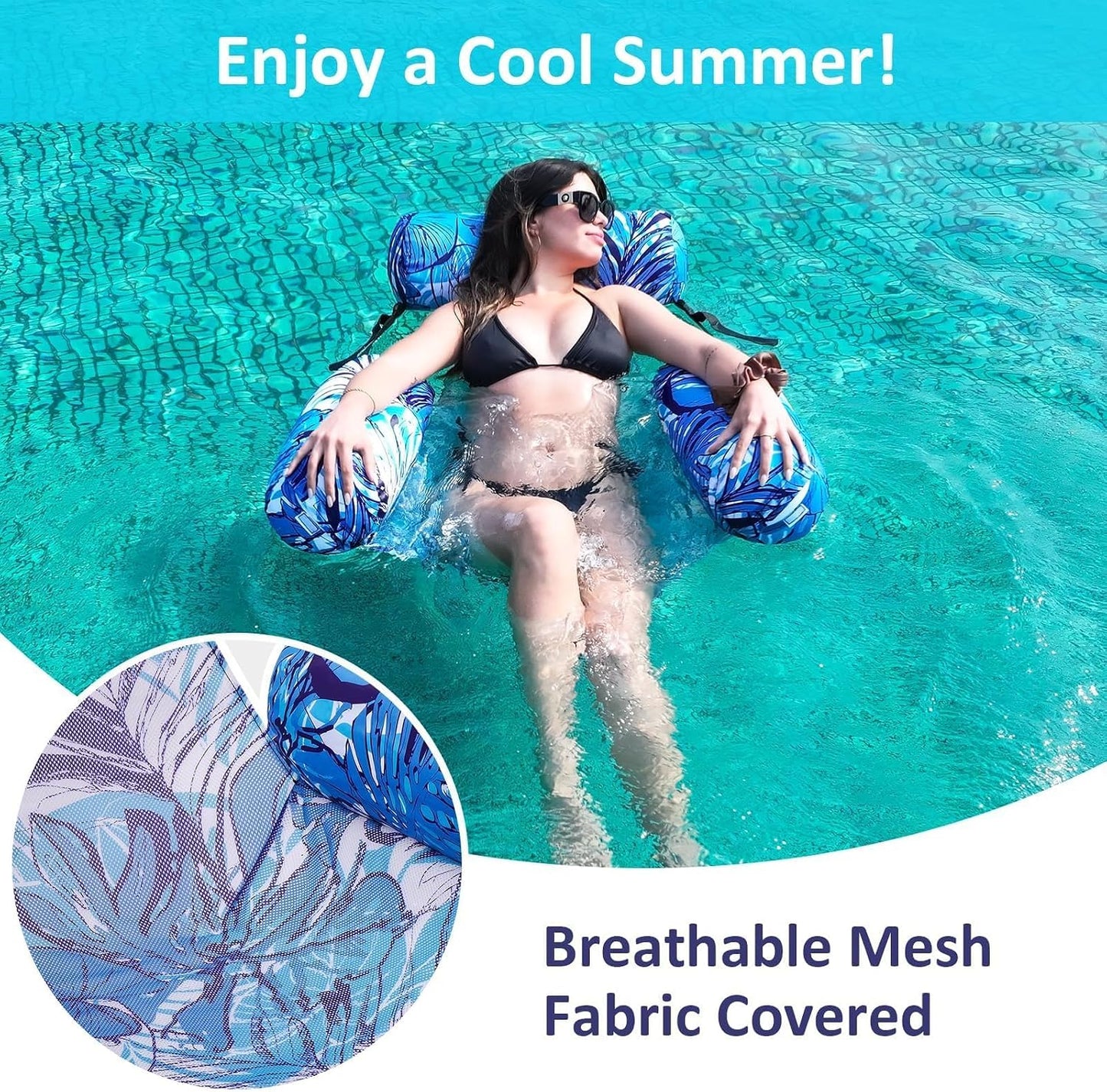 HotInflatable Pool Float Chair - 2 Pack Pool Floats Adult Heavy Duty, Water Floating Lounge Chairs, Blow up Floaties Adults for Summer Fun Party Lake Beach