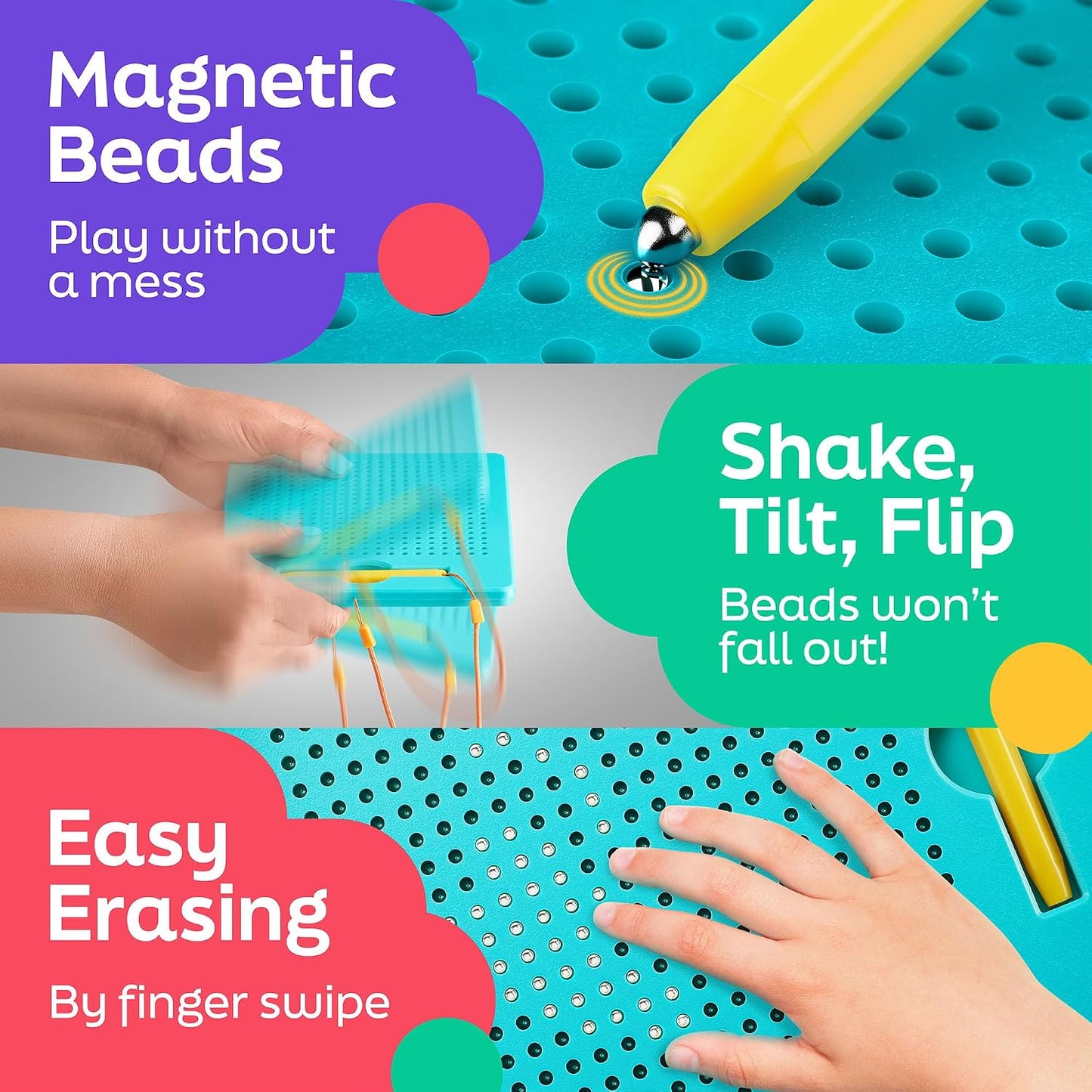 Hot AYNAT FUN Magnetic Drawing Board for Kids & Toddlers with Beads and Magnet Stylus Pen - Magnetic Tablet Toy for Airplane & Car Ride Activities for Kids