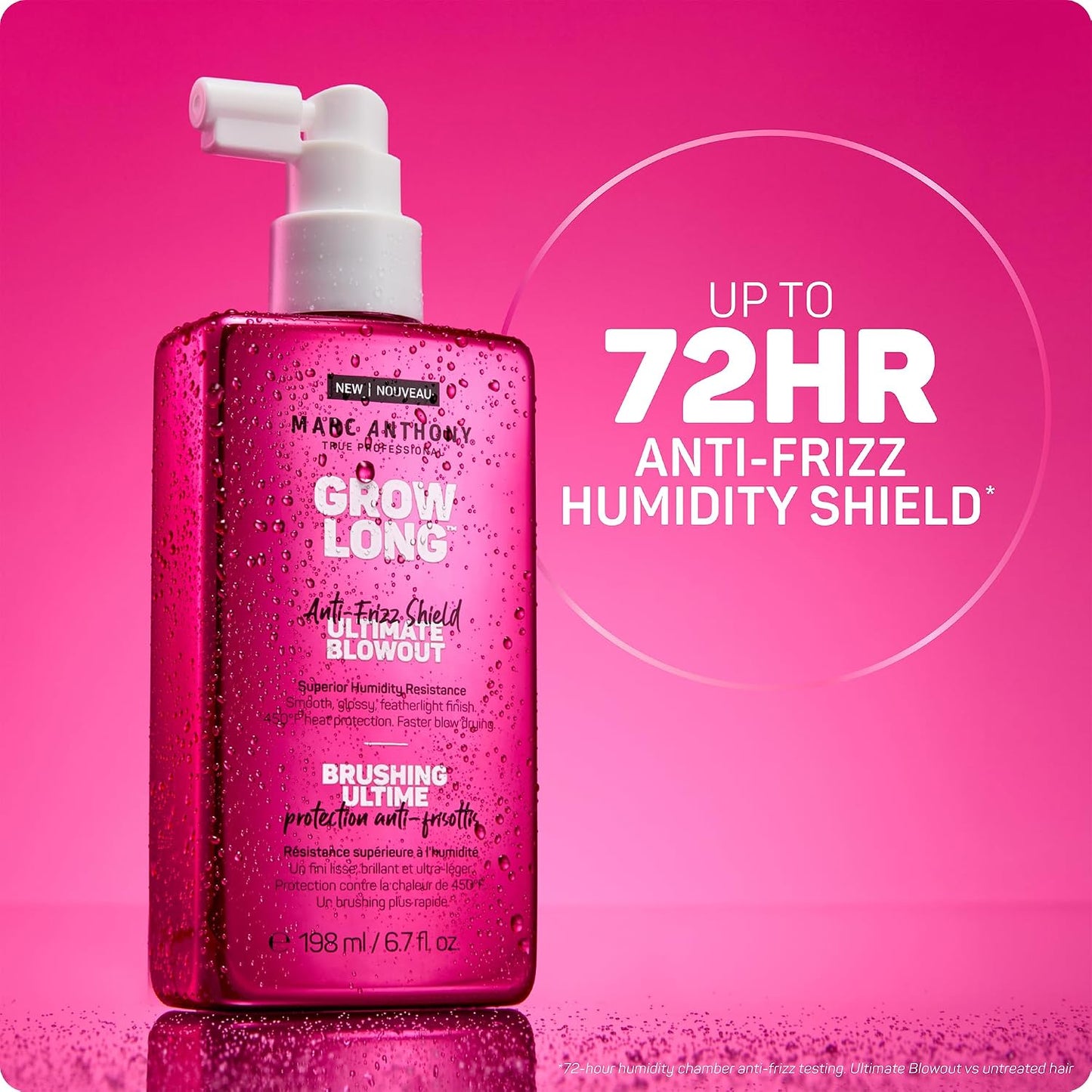 HotMarc Anthony Anti-Frizz Shield Ultimate Blowout Spray - 6.7 Oz (Pack of 1) | Grow Long - Smooth, Shiny Hair in High Humidity - Heat Protectant