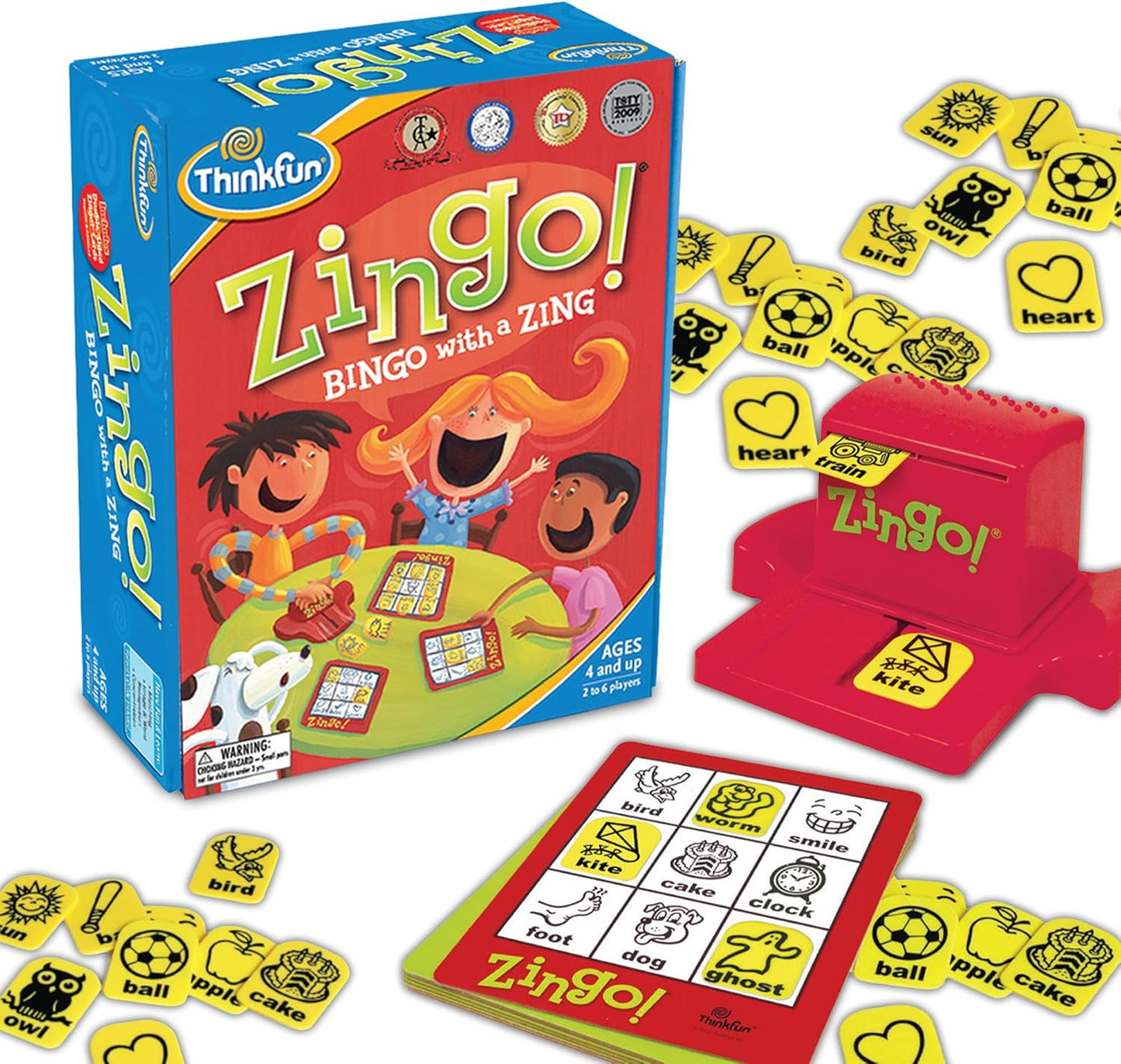 HotThinkFun Zingo Bingo Award Winning Preschool Game for Pre-Readers and Early Readers Age 4 and Up - One of the Most Popular Board Games for Boys and Girls and their Parents (97700)