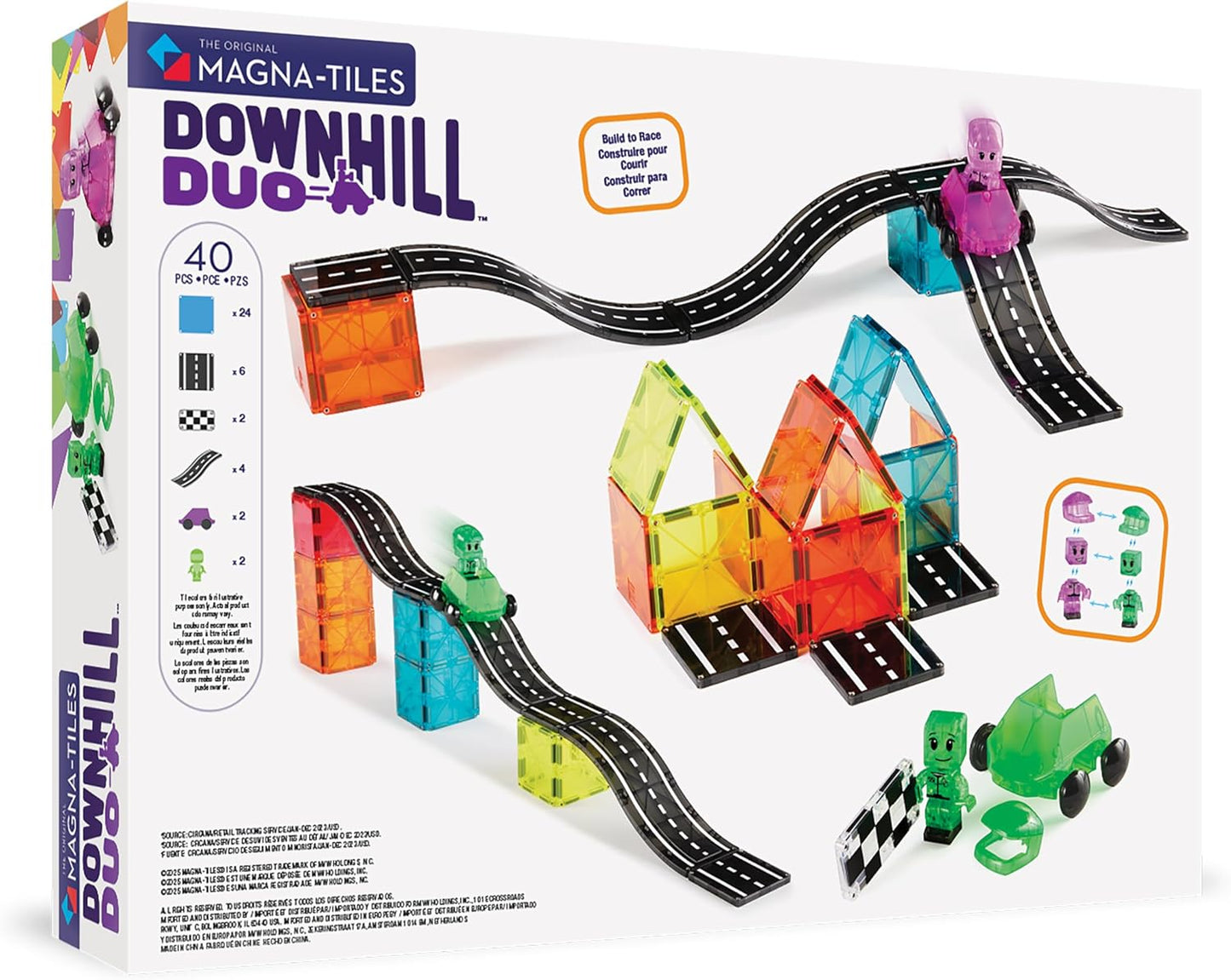 HotMAGNA-TILES Downhill Duo 40-Piece Magnetic Construction Set, The Original Magnetic Building Brand