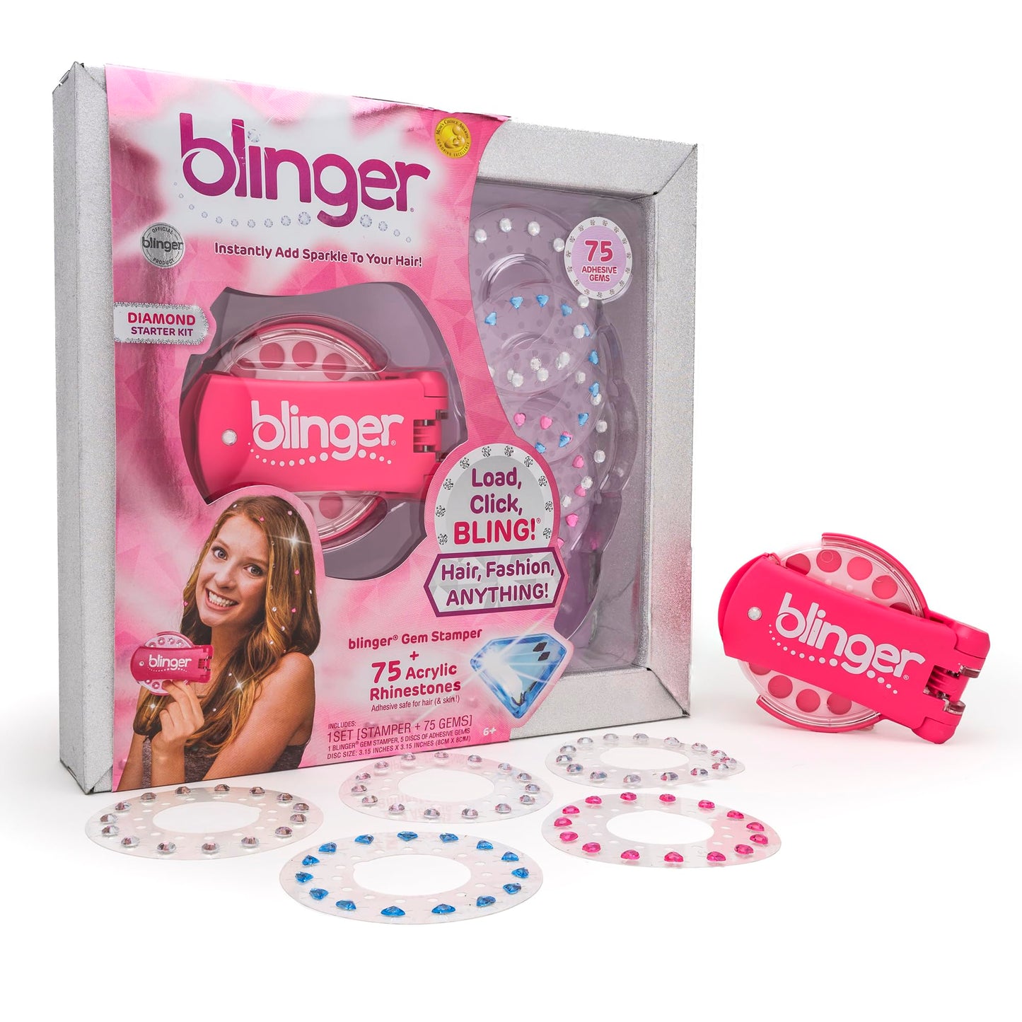 Hot blinger® Diamond Starter Set - Dreams – as seen on Shark Tank | 75 Colorful Rhinestone Gems | Hair Bling Styling Tool | Easy to Use | Hair-Safe Jewel | Perfect Gifts School Parties, Festivals