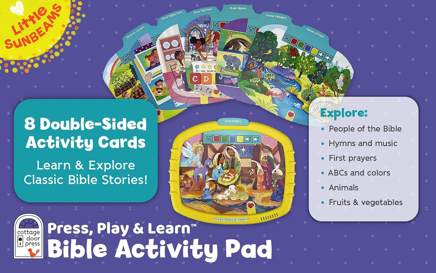 Hot Bible Activity Pad for Kids Ages 4–8 – Read, Press & Learn with Removable Cards and Music