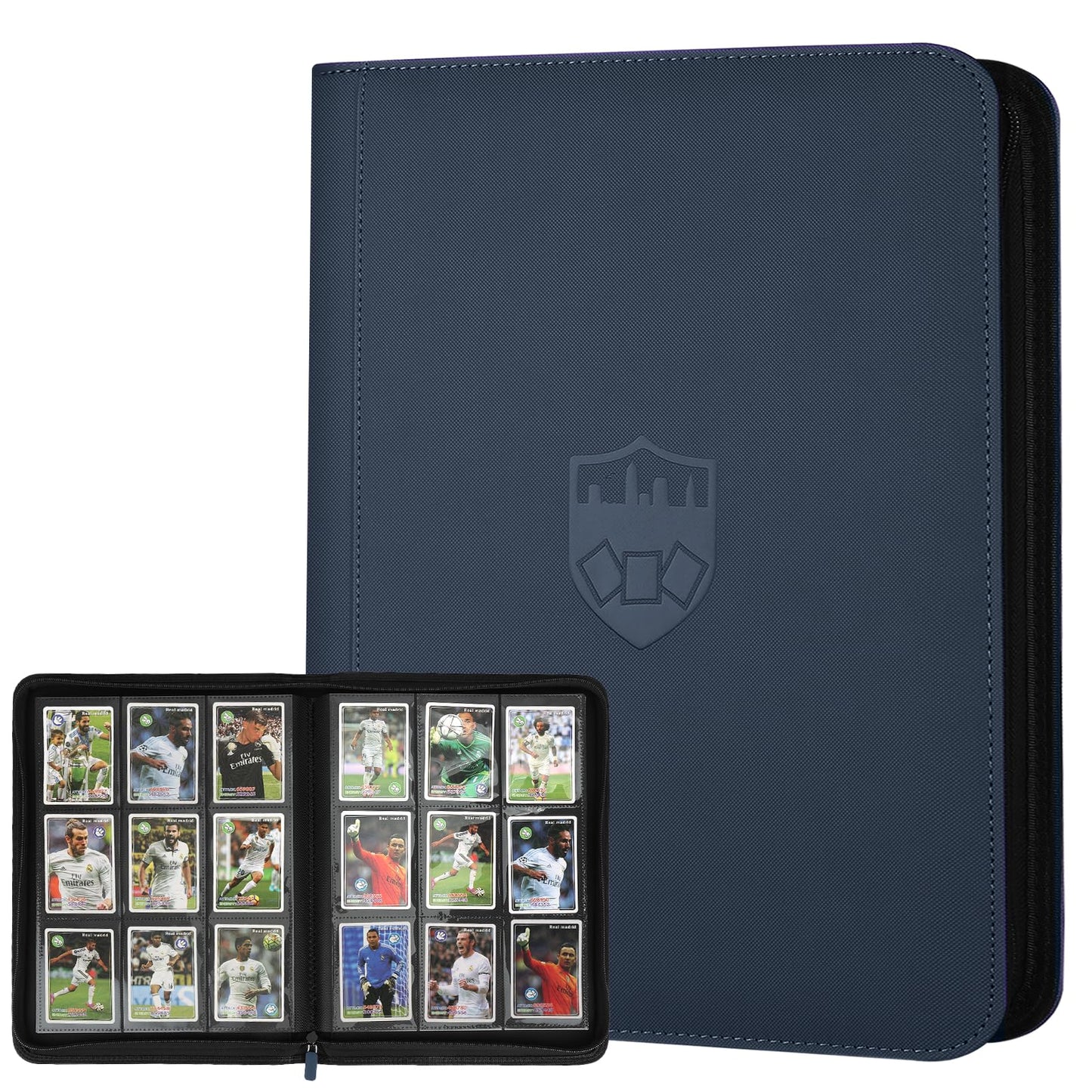 HotGERMUN 9 Pocket Trading Card Binder,720 Cards,40 Top-Loading Pages, Double Sided Pockets PU Cover Zipper Collection Album Folder for Standard MTG, TCG, Sports Cards(Black)