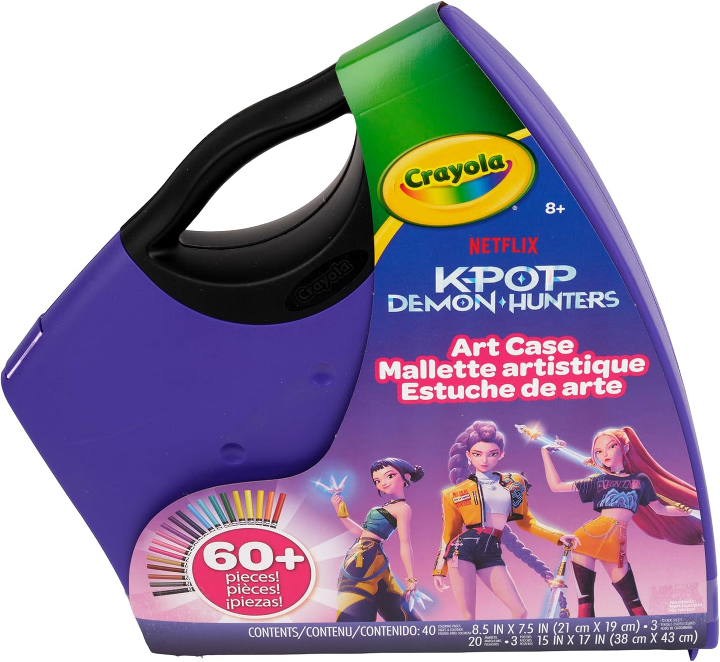 HotCrayola Kpop Demon Hunters Art Case (40+pcs), Coloring & Sticker Craft Kit, Gift for Kids & Teens, Travel Activity Set, Ages 8+