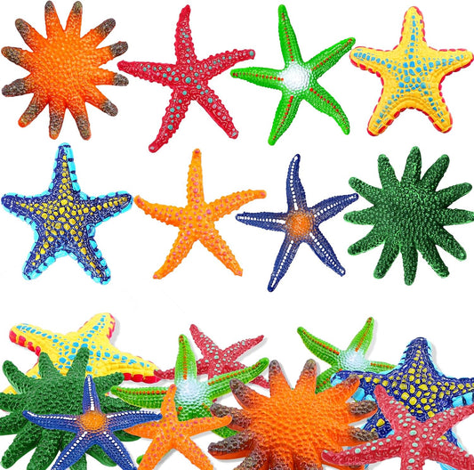 HotYUJUN 16 Pieces Big Diving Pool Toys, Beach Colorful Starfish Summer Swimming Underwater Pool Toys Soft Rubber Dive Throw for Kids Birthday Swimming Pool Party Favors Fish Tank Stuffer (2 Sizes)