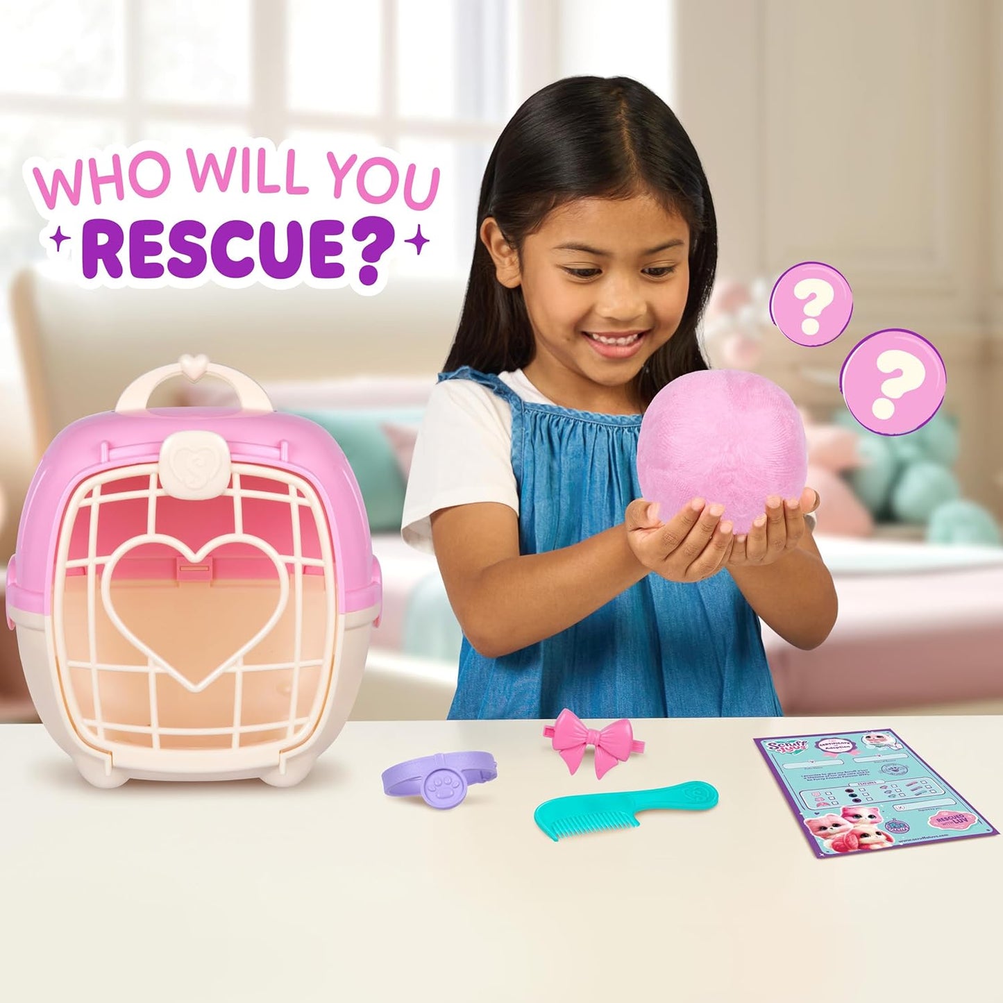 Hot ScruffaLuvs Pink Surprise Pet, Mystery Plush Toy, Wash to Reveal | Wash to reveal 1 of 3 rescue pets, includes deluxe carrier & comb; plush toys for girls ages 3+, gift