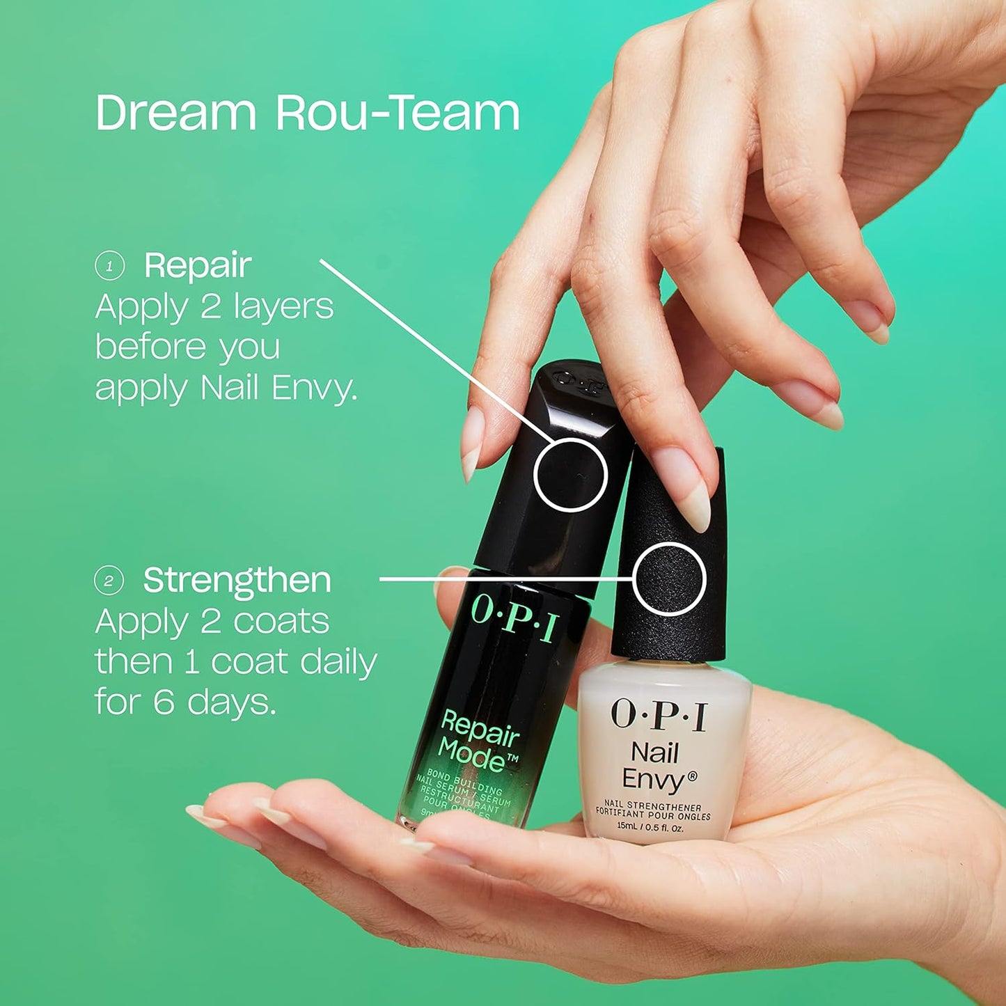HotOPI Nail Envy Nail Strengthener | Clear & Opaque Crème Nail Polish Treatment | Strengthen Weak & Thin Nails
