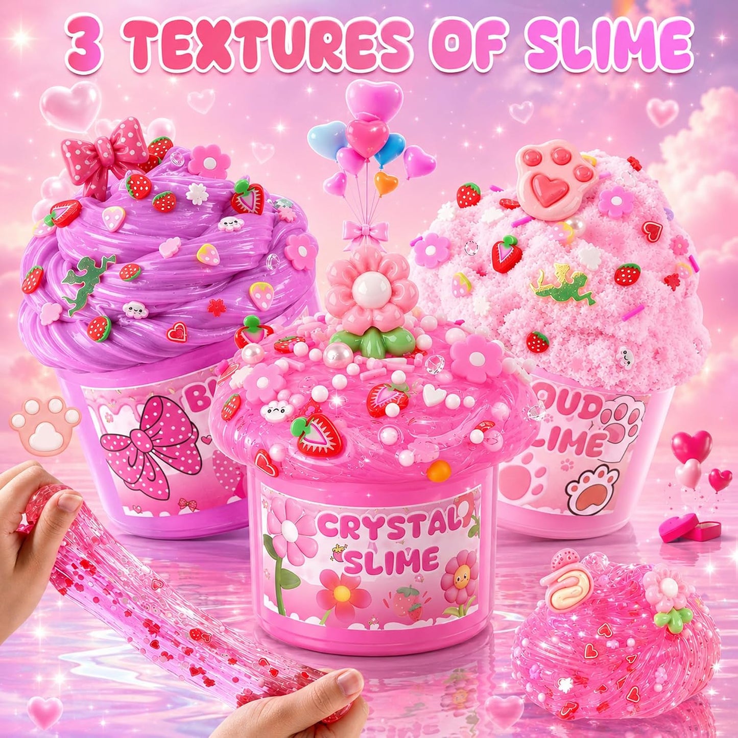 Hot6 Pack Slimes, Pink Slime Kids, Cloud Slime kit for Girls Ages 8-12, Toys for Girls and Boys, for Kids Slime Set Party kit Goodie Bag Stuffers, 4 5 6 7 8 9 10 Year Old Girl Birthday Gift Cute Stuff
