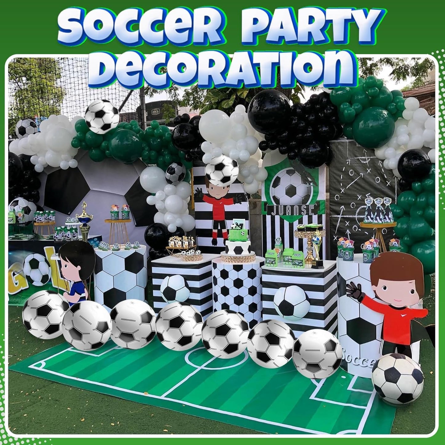 HotBedwina Inflatable Soccer Balls (Pack of 12) 16-inch, Beach Balls Bulk for Beach Toys & Soccer Birthday Party Decorations & Party Favors for Kids, Goodie Bags Stuffers