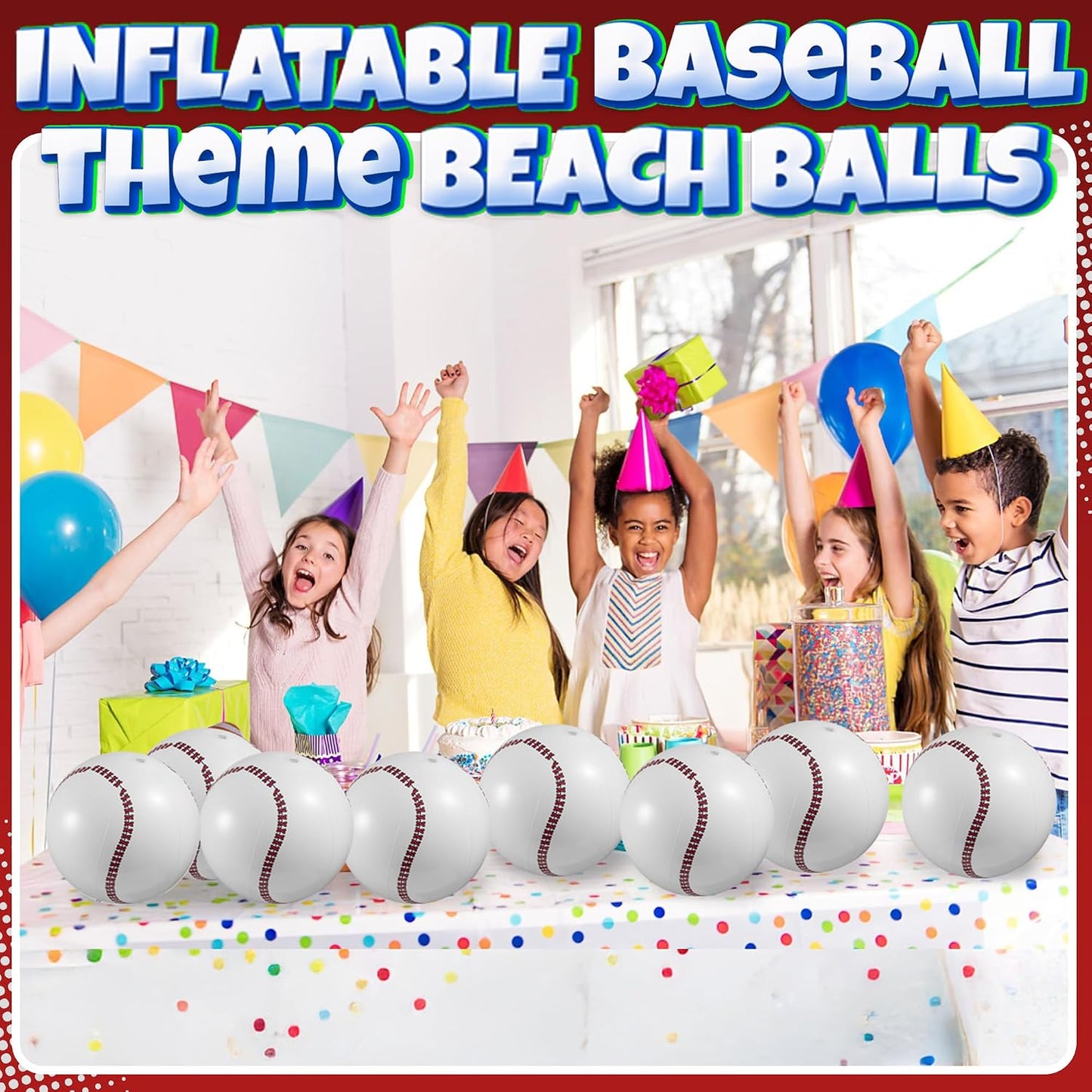 Hot Bedwina Inflatable Baseball (Pack of 12) 16-inch, Baseball Beach Balls for Themed Party Decorations & Birthday Decor - Pool Ball Toys Party Favors & Goodie Bags Favors for Kids, Boys and Girls