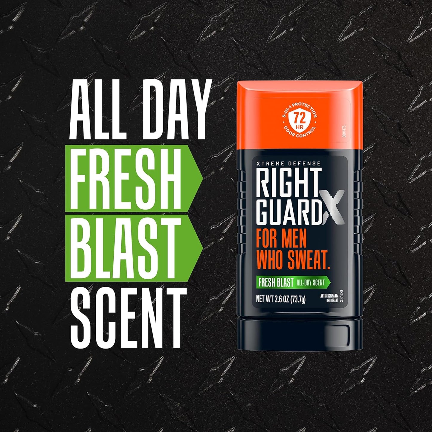 HotRight Guard Xtreme Defense Invisible Solid Antiperspirant Deodorant, Fresh Blast Scent - 5-in-1 Deodorant Men Can Trust, 72-Hour Odor Control, 2.6 oz (4 Pack)