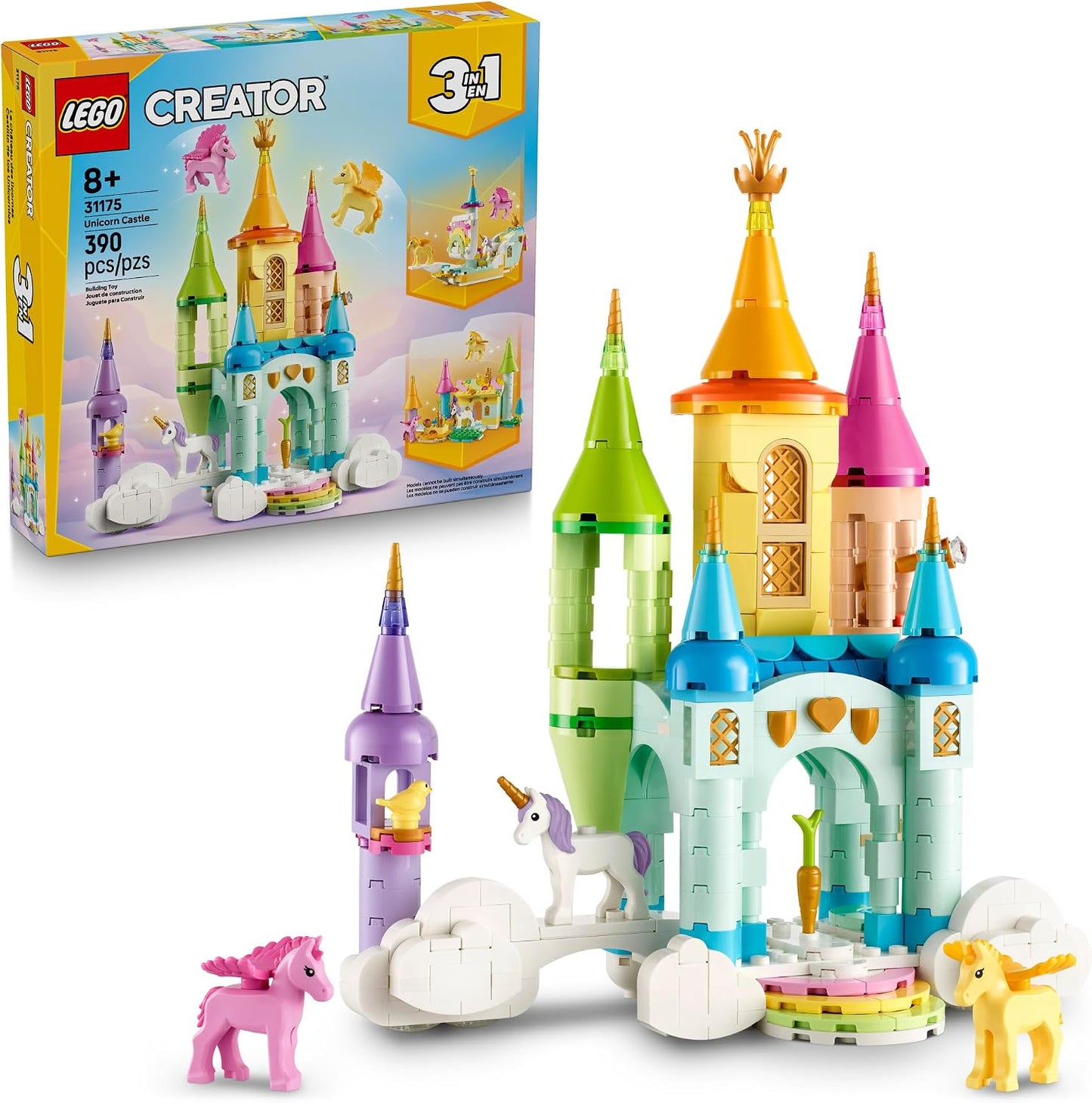 Hot LEGO Creator 3 in 1 Unicorn Castle Building Toy for Kids - Unicorn Toy Trio for Girls & Boys, Ages 8+ - Build 3 Pretend Play Toys with 1 Set of Building Blocks - Gift Idea for Birthdays - 31175