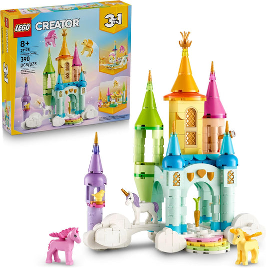 Hot LEGO Creator 3 in 1 Unicorn Castle Building Toy for Kids - Unicorn Toy Trio for Girls & Boys, Ages 8+ - Build 3 Pretend Play Toys with 1 Set of Building Blocks - Gift Idea for Birthdays - 31175