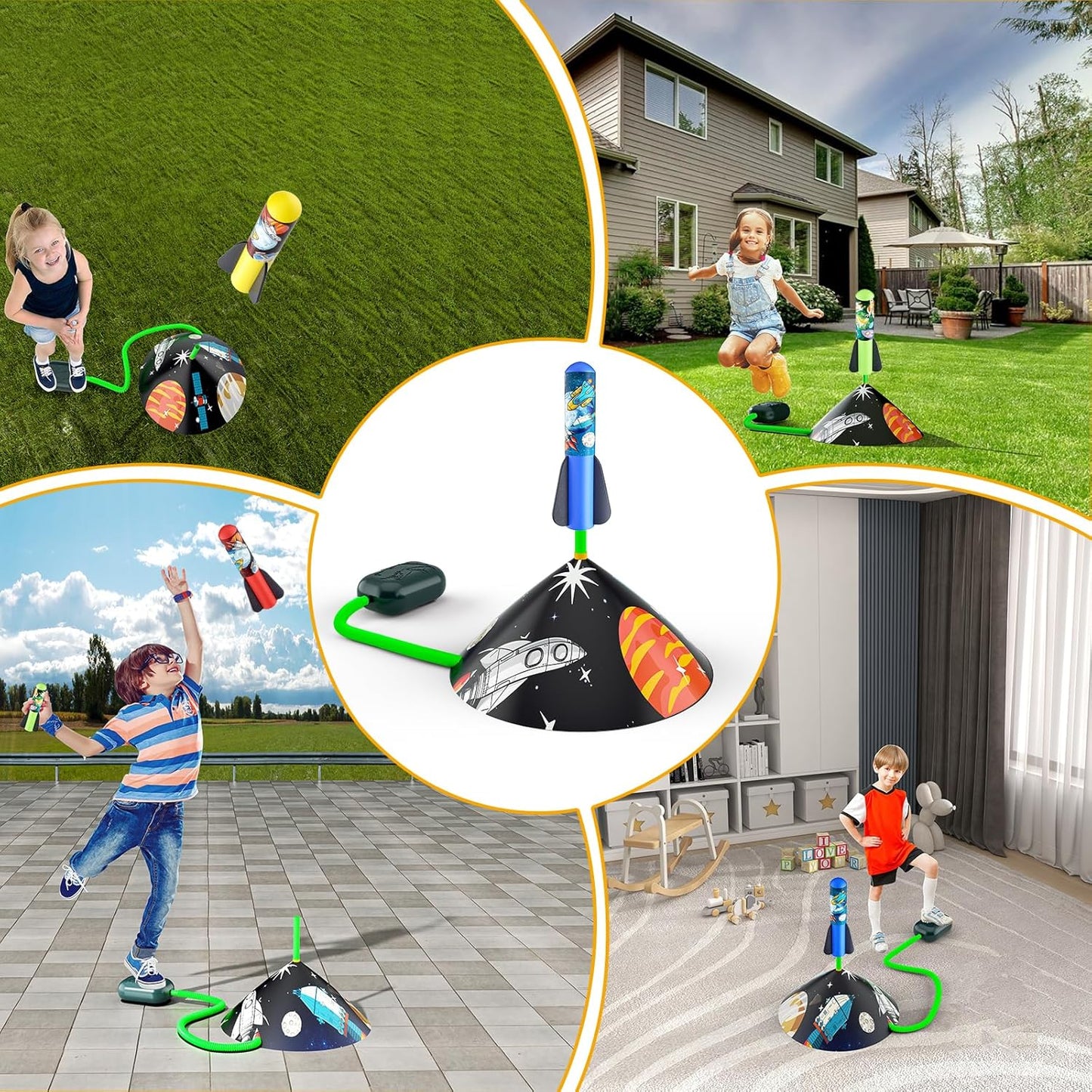 HotOtoseth Toy Rocket Launcher for Kids - Launch up to 100 Ft, 8 Foam Rockets & Adjustable Launch Stand, Outdoor Toys for Kids Ages 4-8, 3 4 5 6 7 Year Old Boys Birthday Gifts, Toy for Toddlers Age 3+