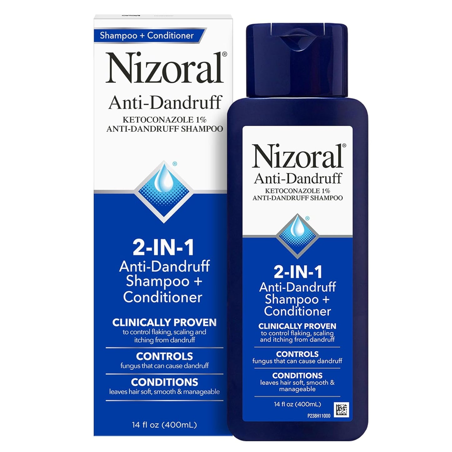 HotNizoral 2-in-1 Anti Dandruff Shampoo and Conditioner, 14 Fl Oz, 1% Ketoconazole