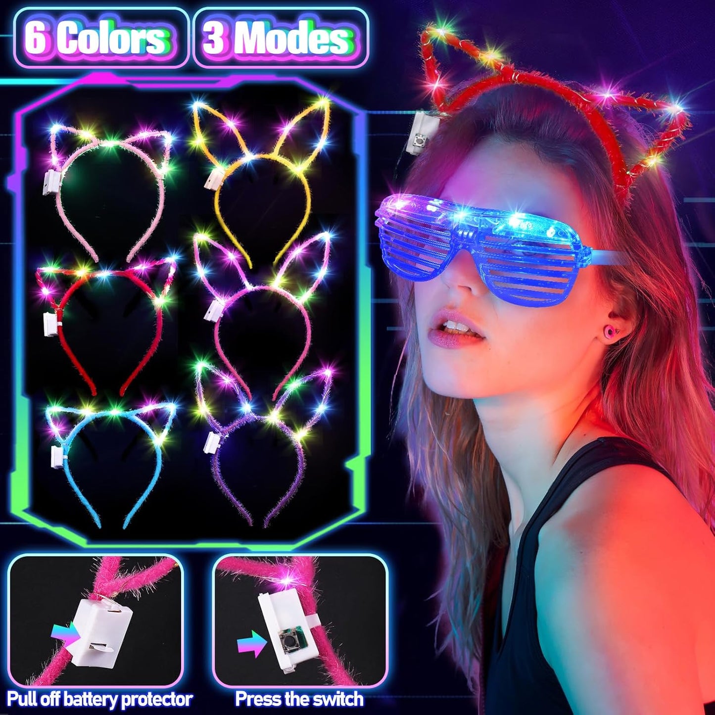 Hot150PCS Glow in the Dark Party Supplies for Kids Adults, Light Up Party Favors with Light Up Glasses, Headband, Rings, 100 Glow Sticks Bulk Party Pack DIY Glow Necklaces Bracelets, Neon Party Supplies