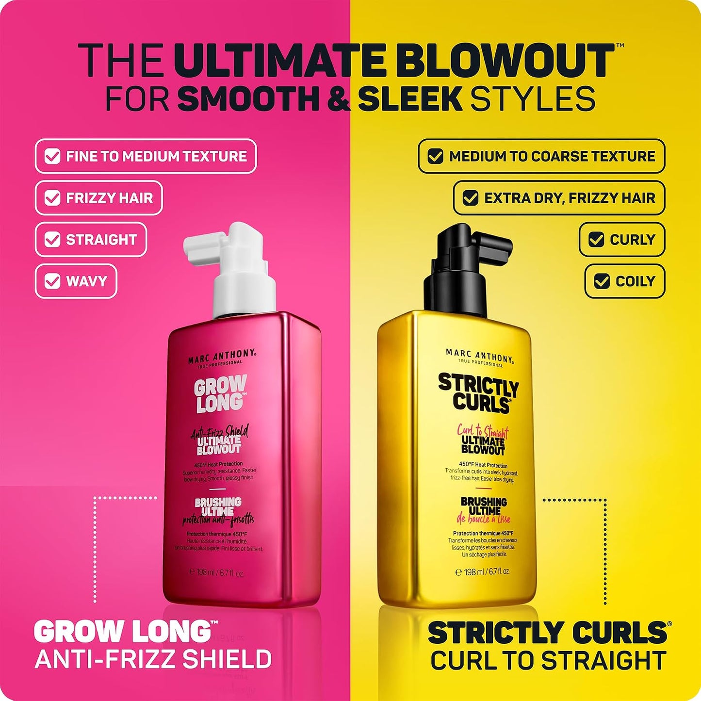 HotMarc Anthony Anti-Frizz Shield Ultimate Blowout Spray - 6.7 Oz (Pack of 1) | Grow Long - Smooth, Shiny Hair in High Humidity - Heat Protectant