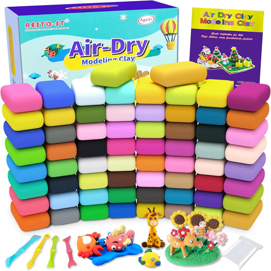 HotAestd-ST Air Dry Clay 66 Colors, Modeling Clay for Kids, DIY Magic Clay | Molding Clay Kit, 4 Sculpting Tools, Resealable bags, Non-Sticky Soft, Super Light, Arts & Crafts Gift for Boys Girls Kids