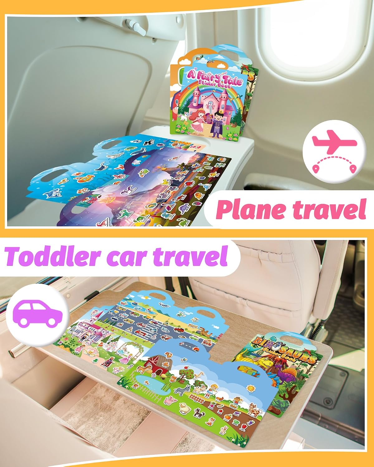 HotWalenced Reusable Sticker Book for Toddlers, Travel Stickers for Kids, Toddler Craft Activities Toys, Birthday Gifts for Boys & Girls