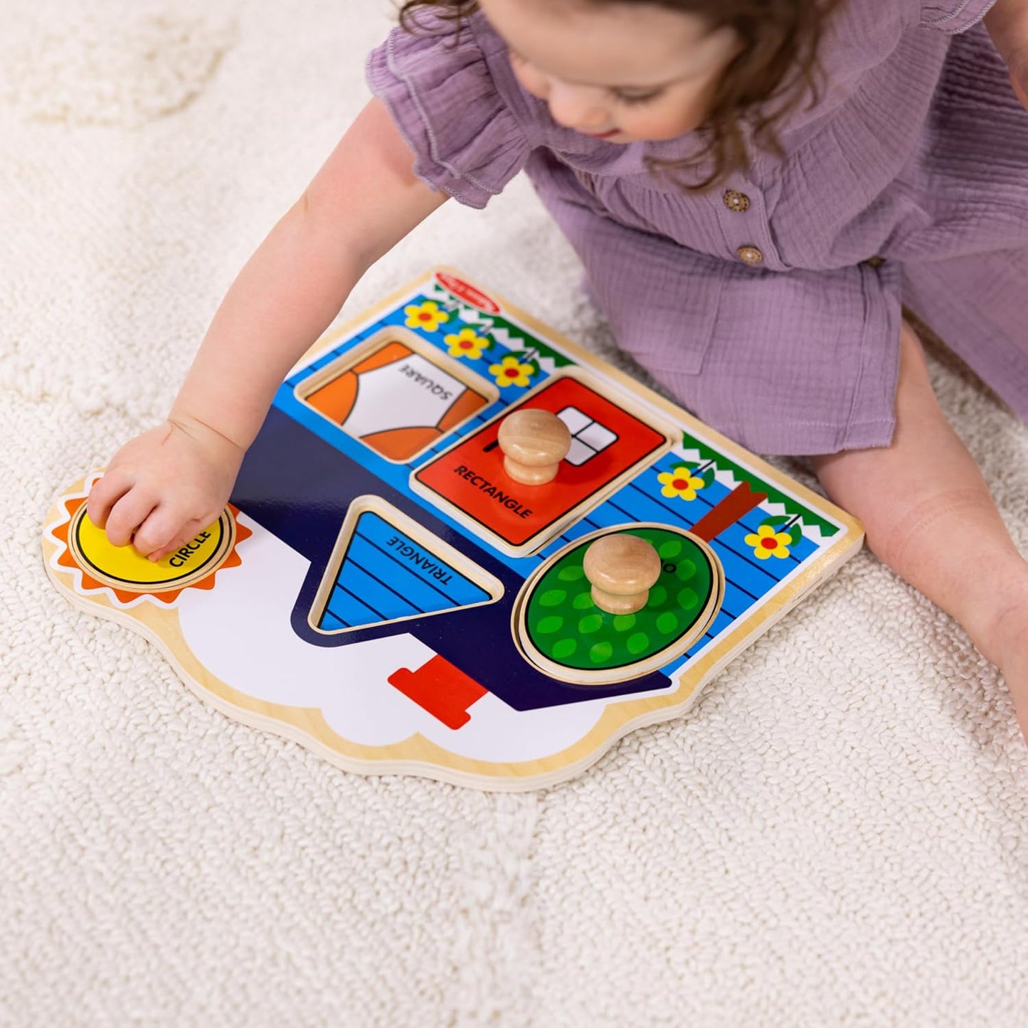 Hot Melissa & Doug First Shapes Jumbo Knob Puzzle, Wooden Peg Puzzle for Toddlers, Educational Toy for Shape Recognition and Fine Motor Skills, Ages 1+