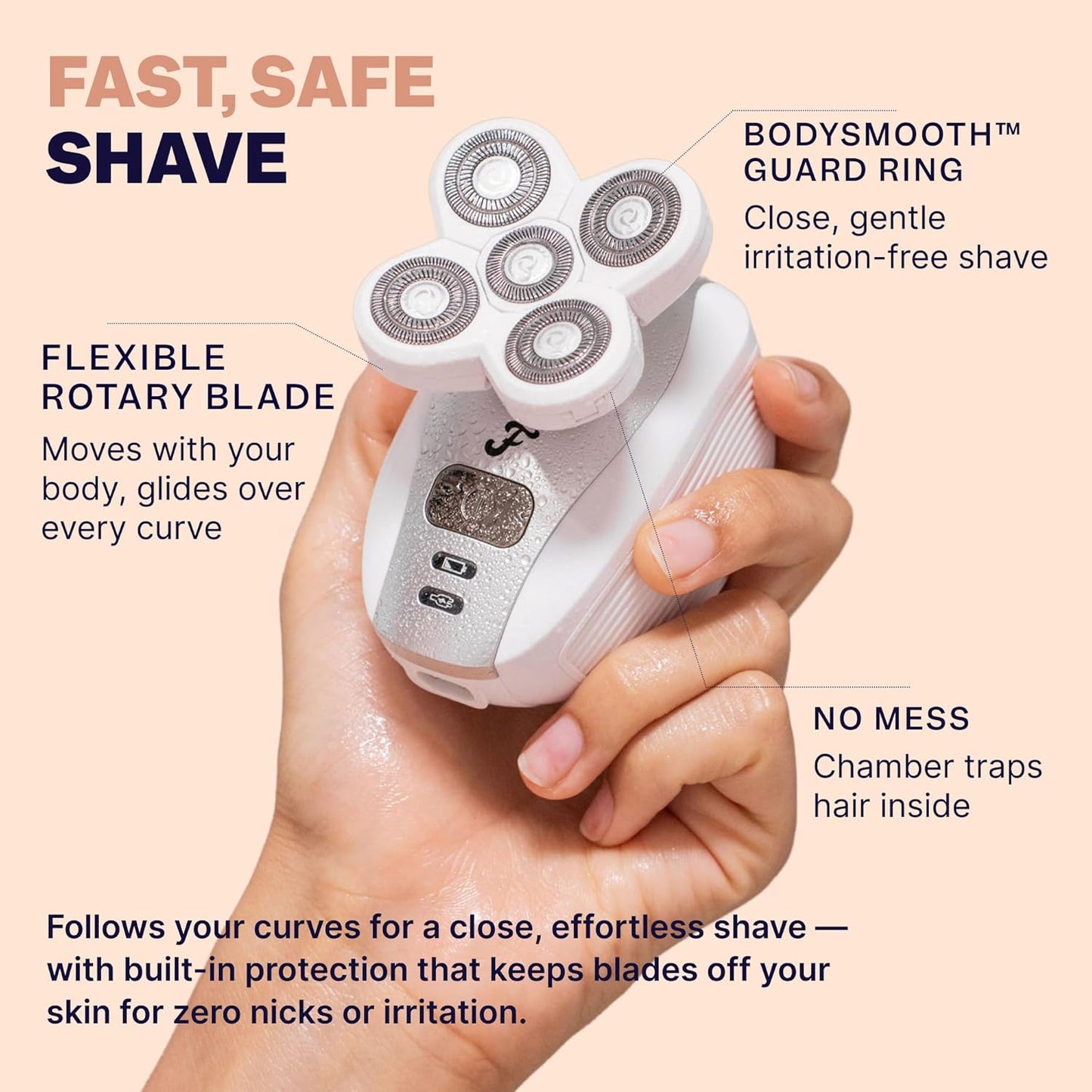 HotFreebird FlexSeries Electric Razor for Women - Silk Smooth Legs, Body Hair, & Pubic Shaver - for Private Area, Sensitive Skin, Bikini Trimmer