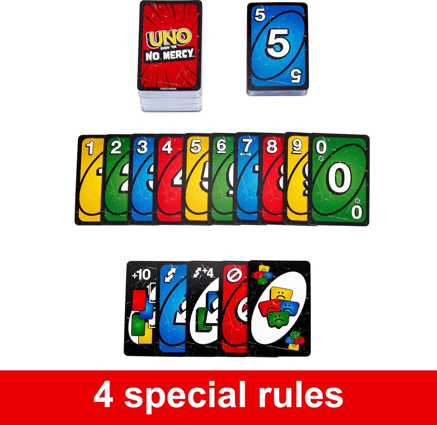 HotMattel Games UNO Show ‘em No Mercy Card Game in Storage Tin,Ages 7+ | Extra Cards, Special Rules & Tougher Penalties for Kids, Teens & Family Game Night, 2-6 Players (Amazon Exclusive)