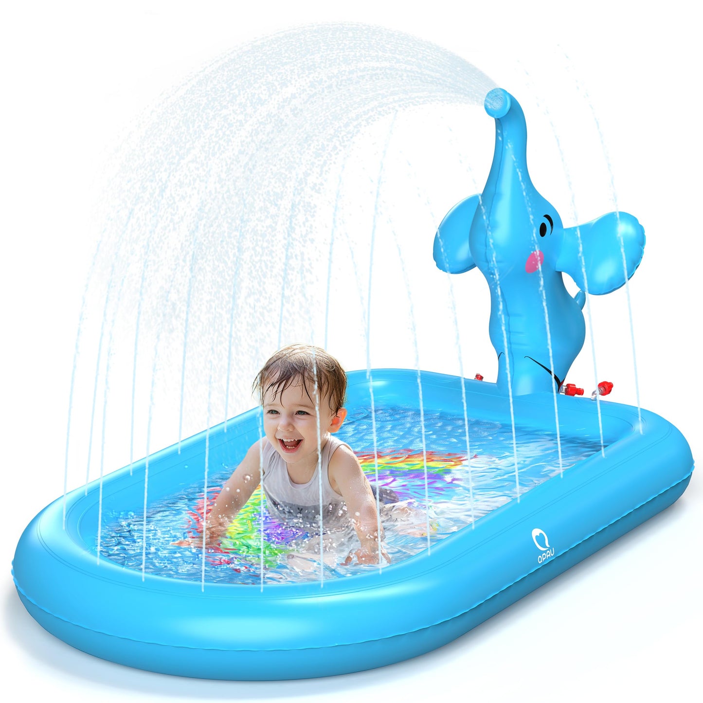 HotQPAU Splash Pads for Toddlers 1-3, Pink Elephant Toy Splash Pad for Kids, Outdoor Play Mat for Babies, Inflatable Sprinkler Pool for Birthday Girl Gifts 1 Year Old Girl