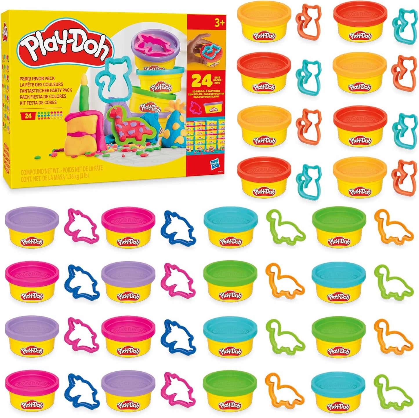 Hot Play-Doh Party Favor Pack, Bulk 24 Pack of Modeling Compound with Cutters, Classroom Supplies for Arts & Crafts, Birthday Gifts & Prize Toys for Kids, Ages 3+ (Amazon Exclusive)