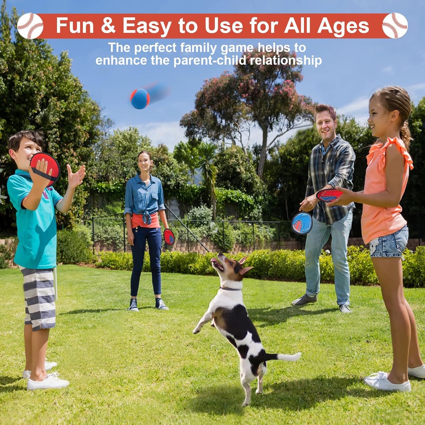 HotToss and Catch Ball Game, Kids Toddler Baseball Glove & Catch Ball Toys, Outdoor Games for Family, Toys for Beach Yard Pool Outside, Birthday Easter Gift for Ages 3 4 5 6 7 8-12 Year Old Boys Girls