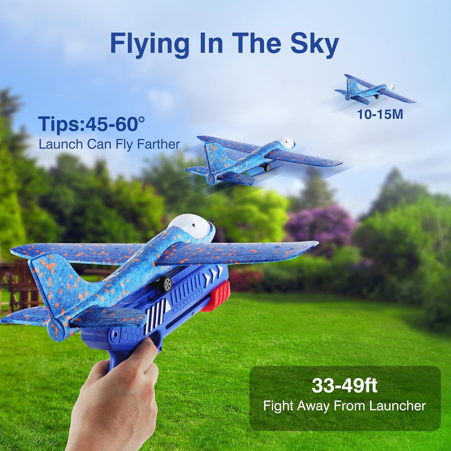 HotWesfuner 3 Pack Foam Airplane Launcher Toys, 2 Flight Mode Glider Plane,Kids Flying Toy,3 4 5 6 7 8 9 10 11 12 Year Old Boys Girls Gifts,Outdoor Sport Party Favor