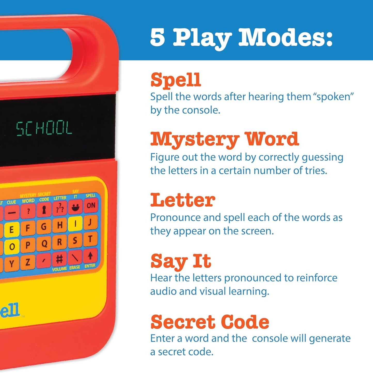 HotSpeak & Spell Educational Learning Toy, Spelling Games, 80s Retro Handheld | Educational Learning Toy, Spelling Games, 80s Retro Handheld, Autism Toys
