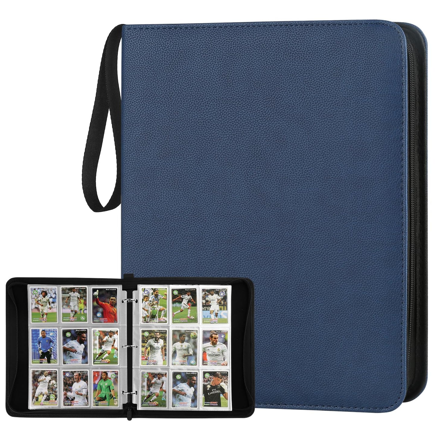 HotGERMUN 9 Pocket Trading Card Binder,720 Cards,40 Top-Loading Pages, Double Sided Pockets PU Cover Zipper Collection Album Folder for Standard MTG, TCG, Sports Cards(Black)