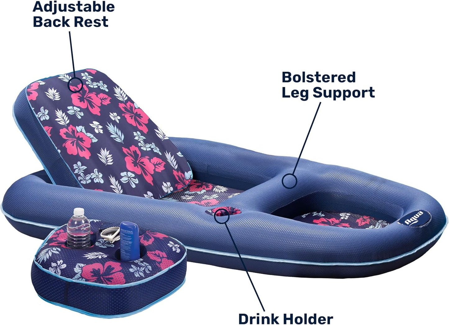 HotAqua Campania Ultimate 2-in-1 Pool Float Lounge – Extra Large – Inflatable Pool Floats for Adults with Adjustable Backrest & Cupholder Caddy