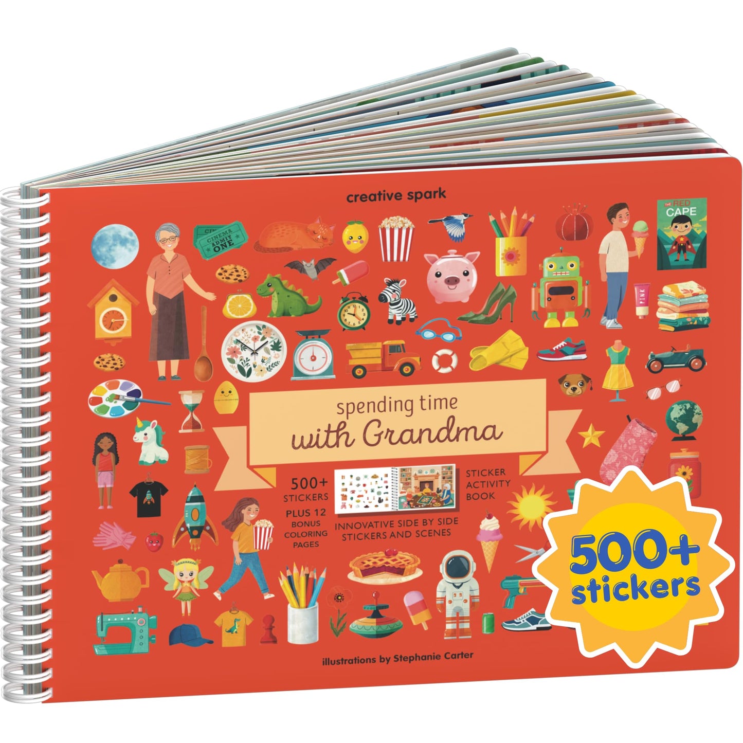 HotCars, Trucks, Planes & Trains 500+ Kids Sticker Book by Cupkin Fun Toddler Travel Activity Coloring and Sticker Book, Road Trip Essentials, 12 Coloring Pages + Scenes for Ages 2–8 Years